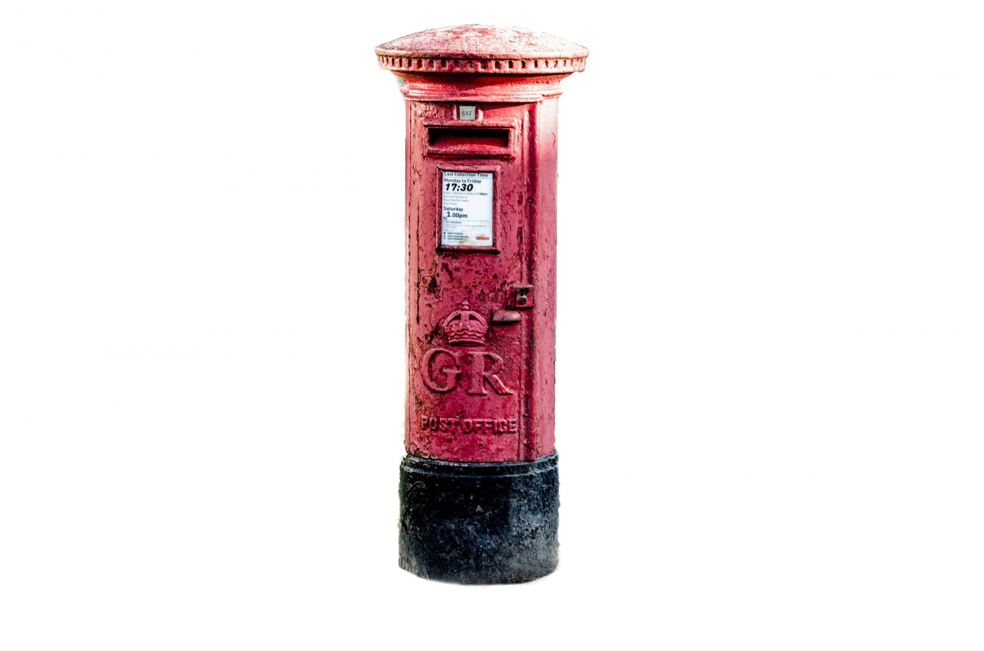 letterbox, antique, english, white background, single object, aged, mail-box, metal, postage, typical, envelope, old, isolated, travel, 1080P, crown, symbol, HD Wallpaper