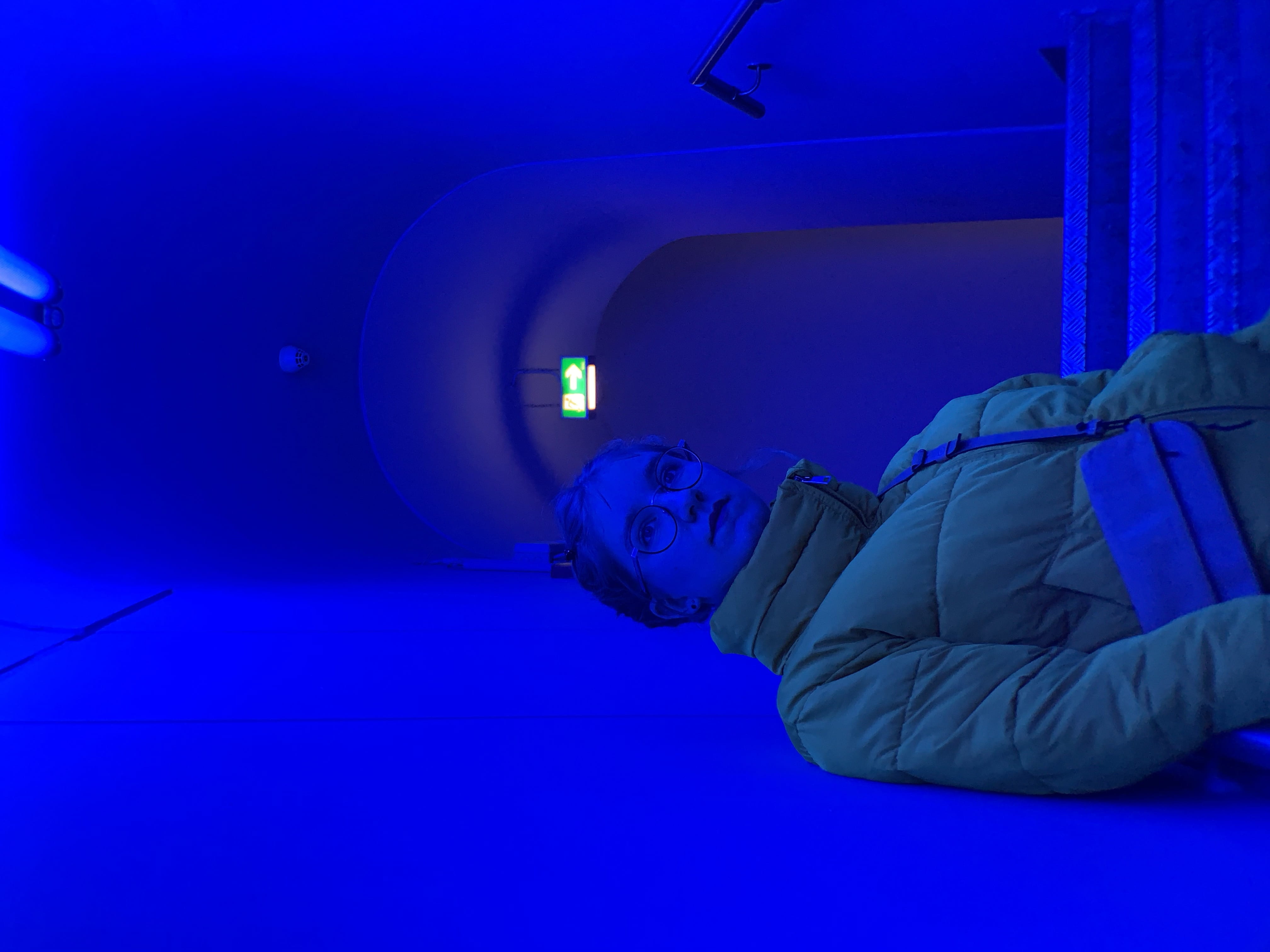 one person, neon light, handrail, people, person, human, headshot, girl, lying down, science, apparel, stairs, side view, germany, blue, young adult, portrait, HD Wallpaper