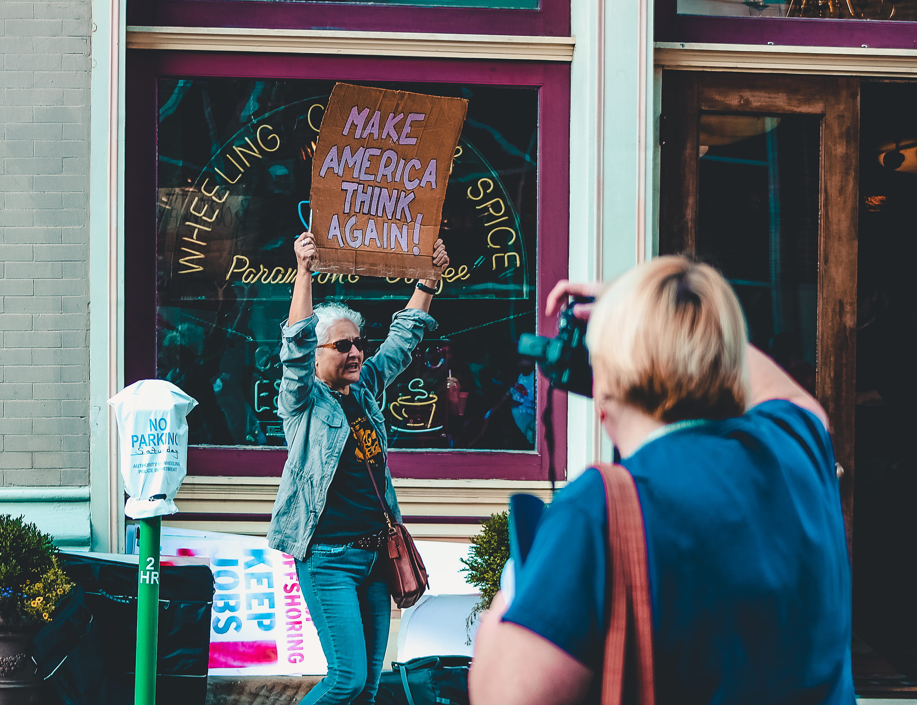 democracy, young adult, cameraman, men, real people, menu, casual clothing, communication, protest, day, group of people, lifestyles, non-western script, HD Wallpaper