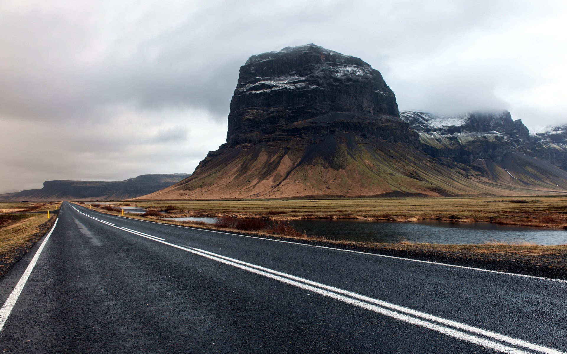 direction, transportation, 1080P, mountain, dividing line, near, non-urban scene, no people, road, day, nature, road marking, environment, marking, landscape, HD Wallpaper
