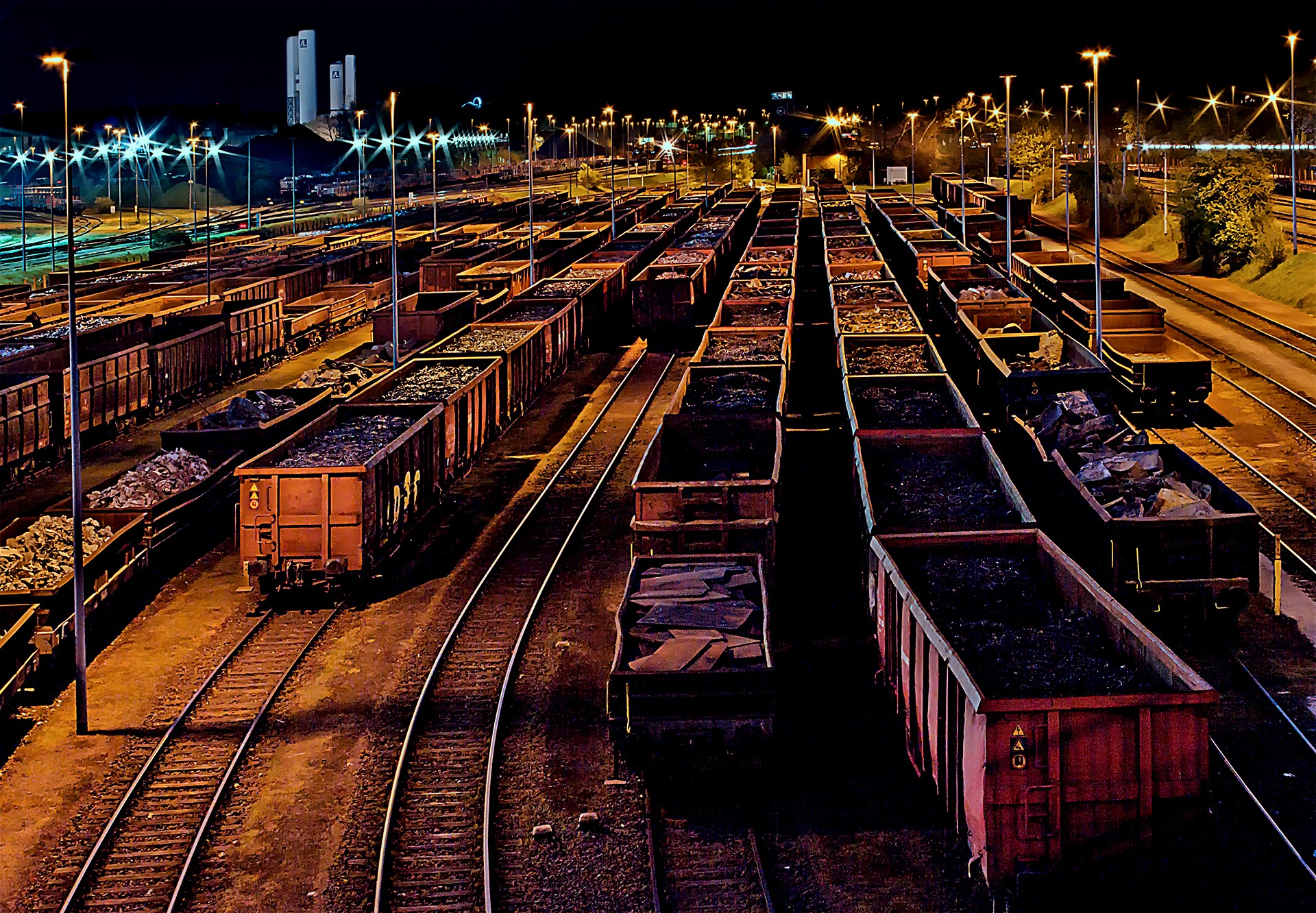station, seemed, mode of transportation, architecture, high angle view, night, public transportation, built structure, 1080P, coals, rail transportation, HD Wallpaper