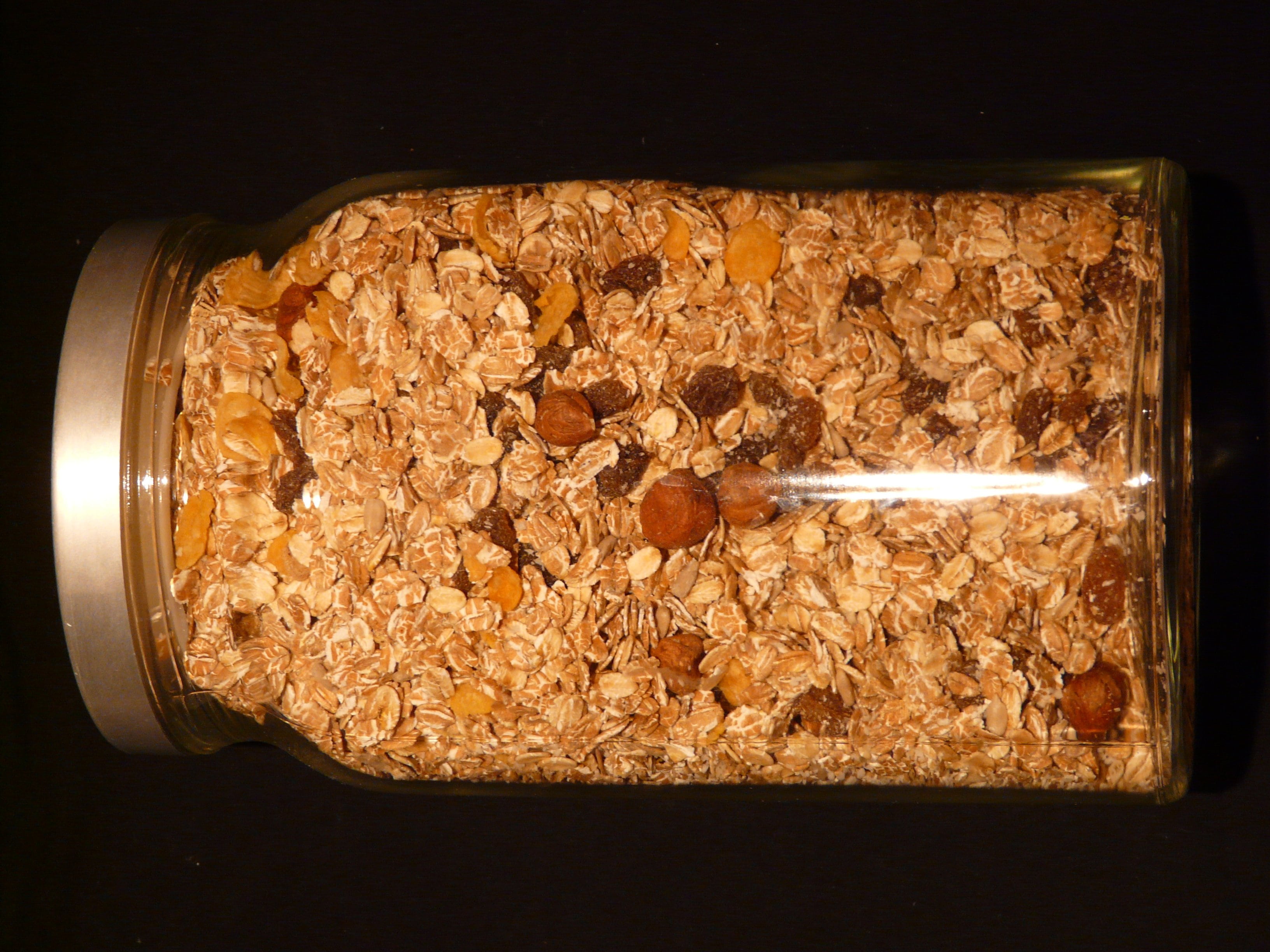 food and drink, directly above, breakfast cereal, large group of objects, muesli, studio shot, close-up, glass - material, oats - food, raisins, freshness, HD Wallpaper