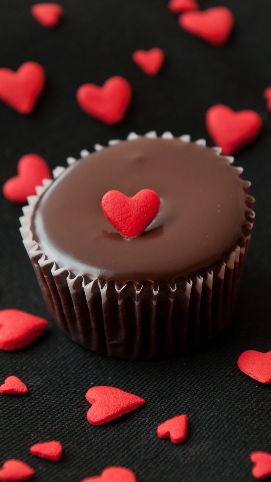 cake, small, sweet food, close-up, food and drink, candy, baked, cupcake, heart shape, heart, red, temptation, dessert, valentines day - holiday, indoors, Phone HD Wallpaper