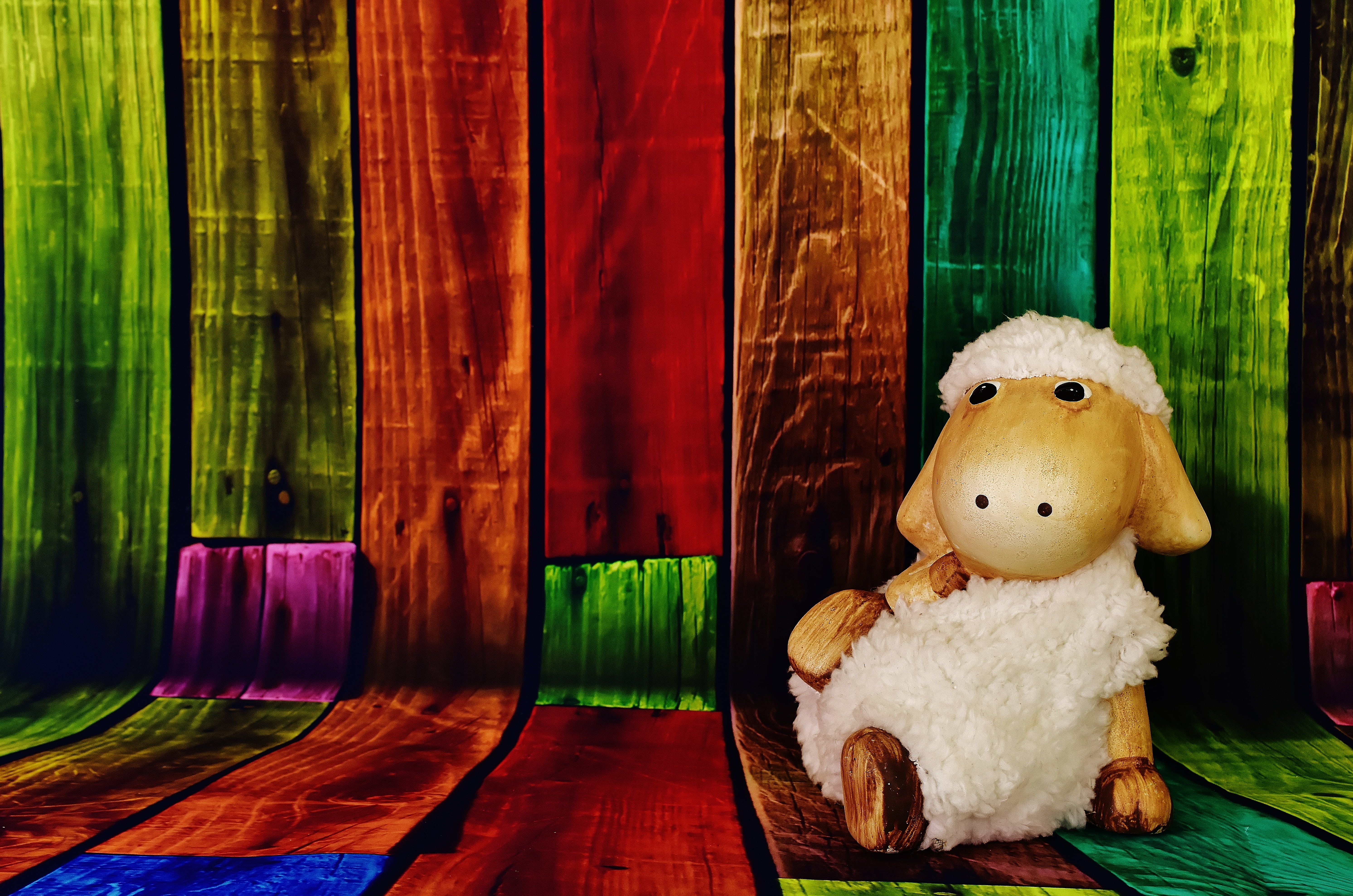 human representation, pattern, day, doll, softness, funny, creativity, representation, craft, still life, teddy bear, 5K, holiday, green color, sheep, HD Wallpaper