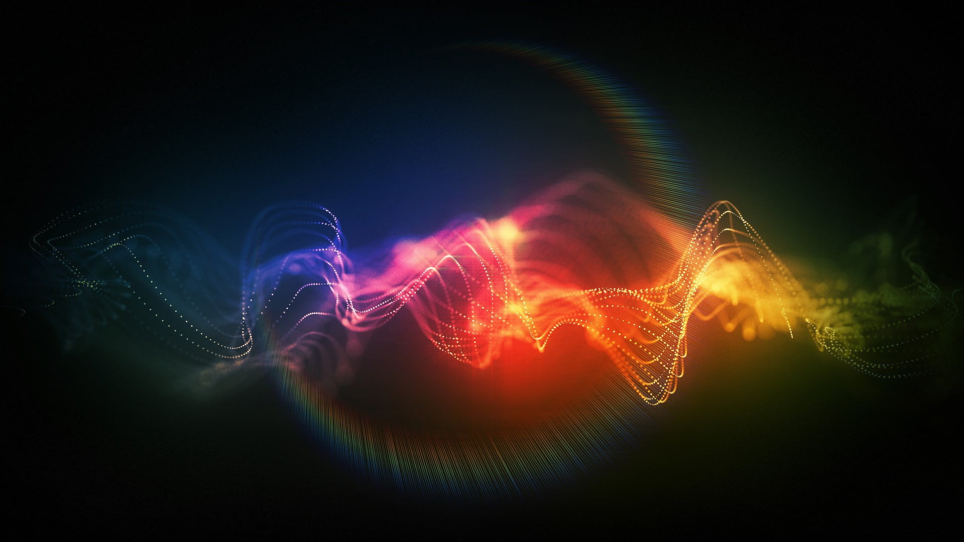 light, multi colored, futuristic, black background, 1080P, motion, soundwaves, yellow, arts culture and entertainment, night, blurred motion, colorful, HD Wallpaper
