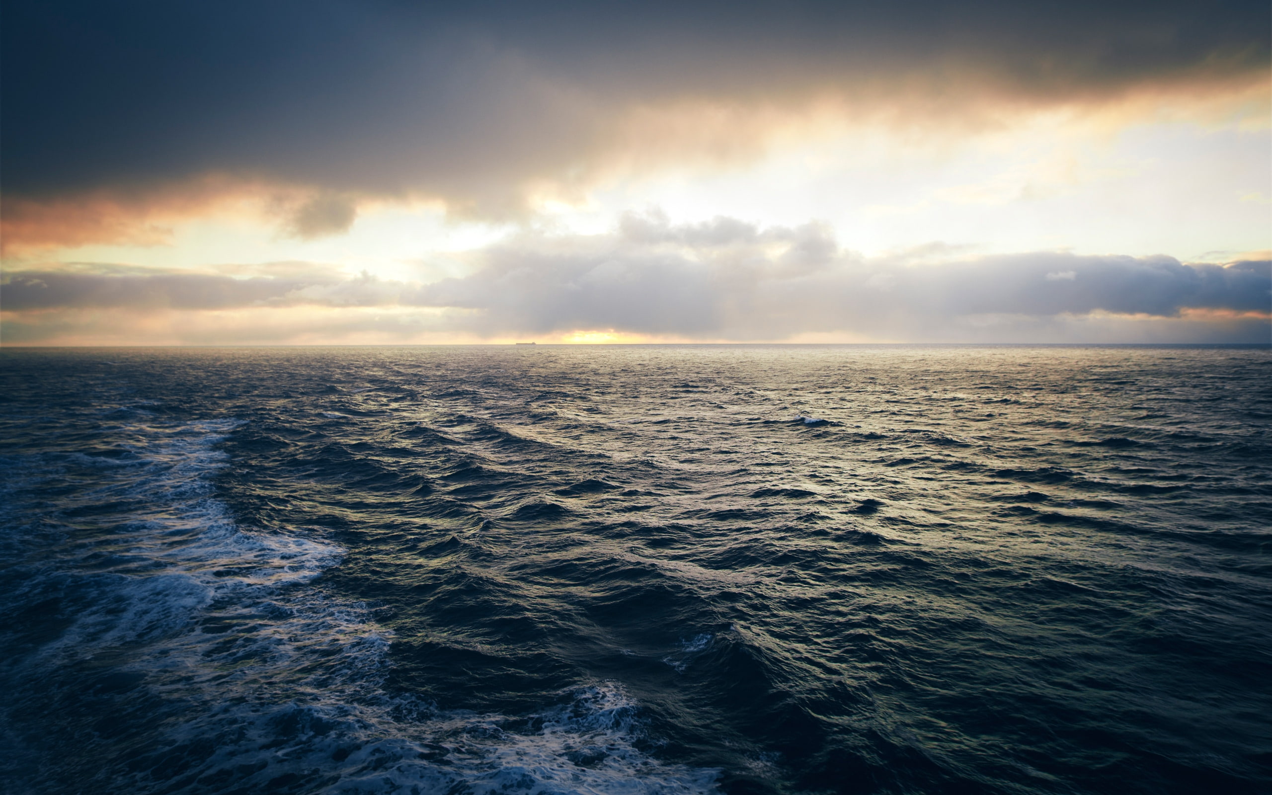 seascape, stress, ocean, clouds, water, newfoundland, 2K, sea, HD Wallpaper