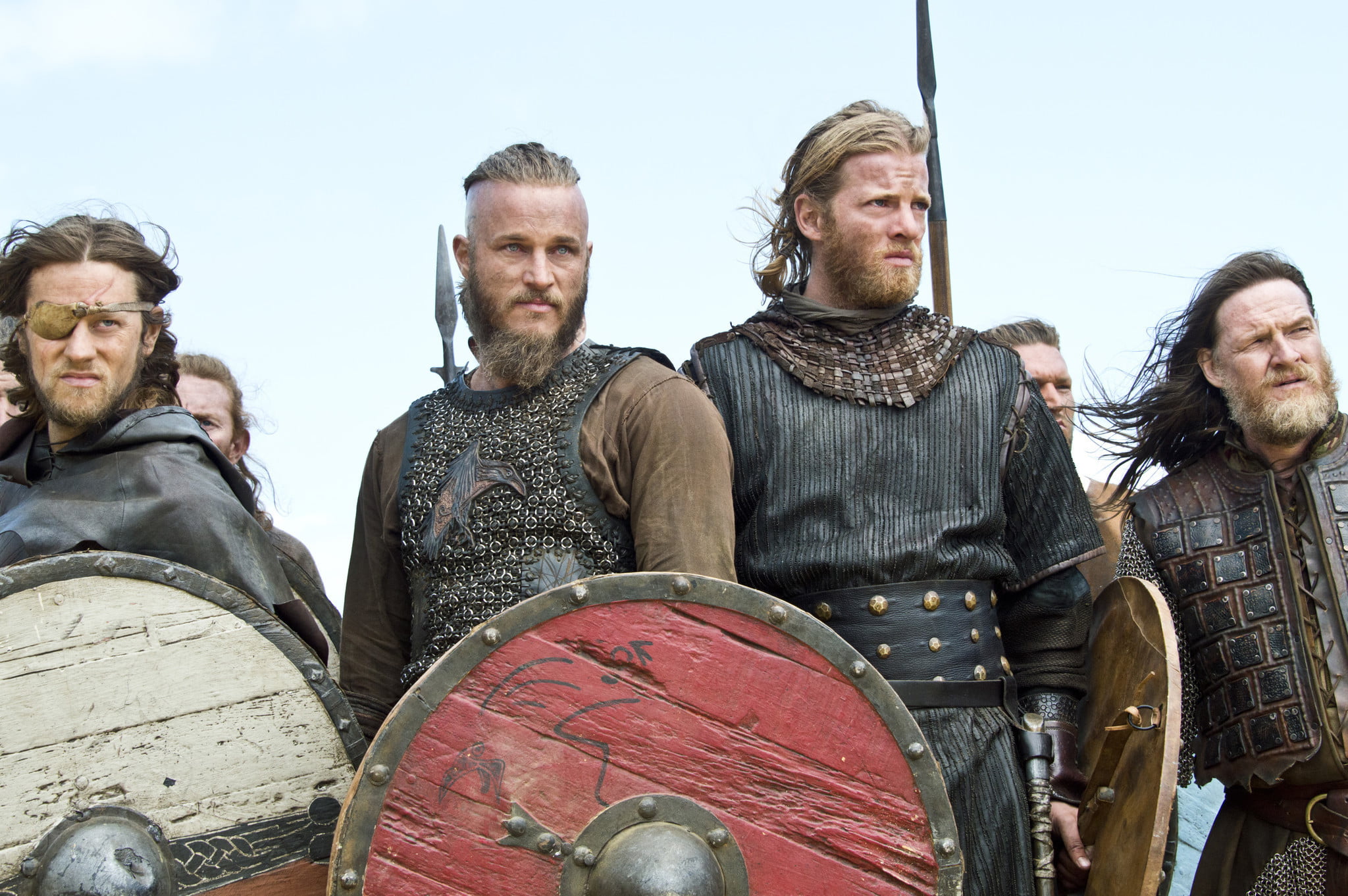 sky, Vikings, the series, group of people, mid adult men, nature, mid adult, The Vikings, transportation, Travis Fimmel, adult, shields, warriors, shield, HD Wallpaper
