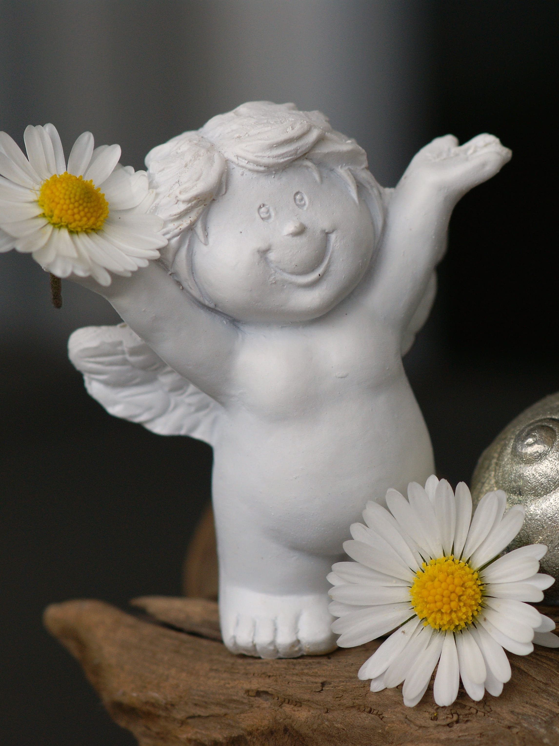 joy, plant, sculpture, flower, smilies, art and craft, flowering plant, cheerful, flower head, daisy, fun, fragility, lust for life, emotions, optimism, Phone HD Wallpaper