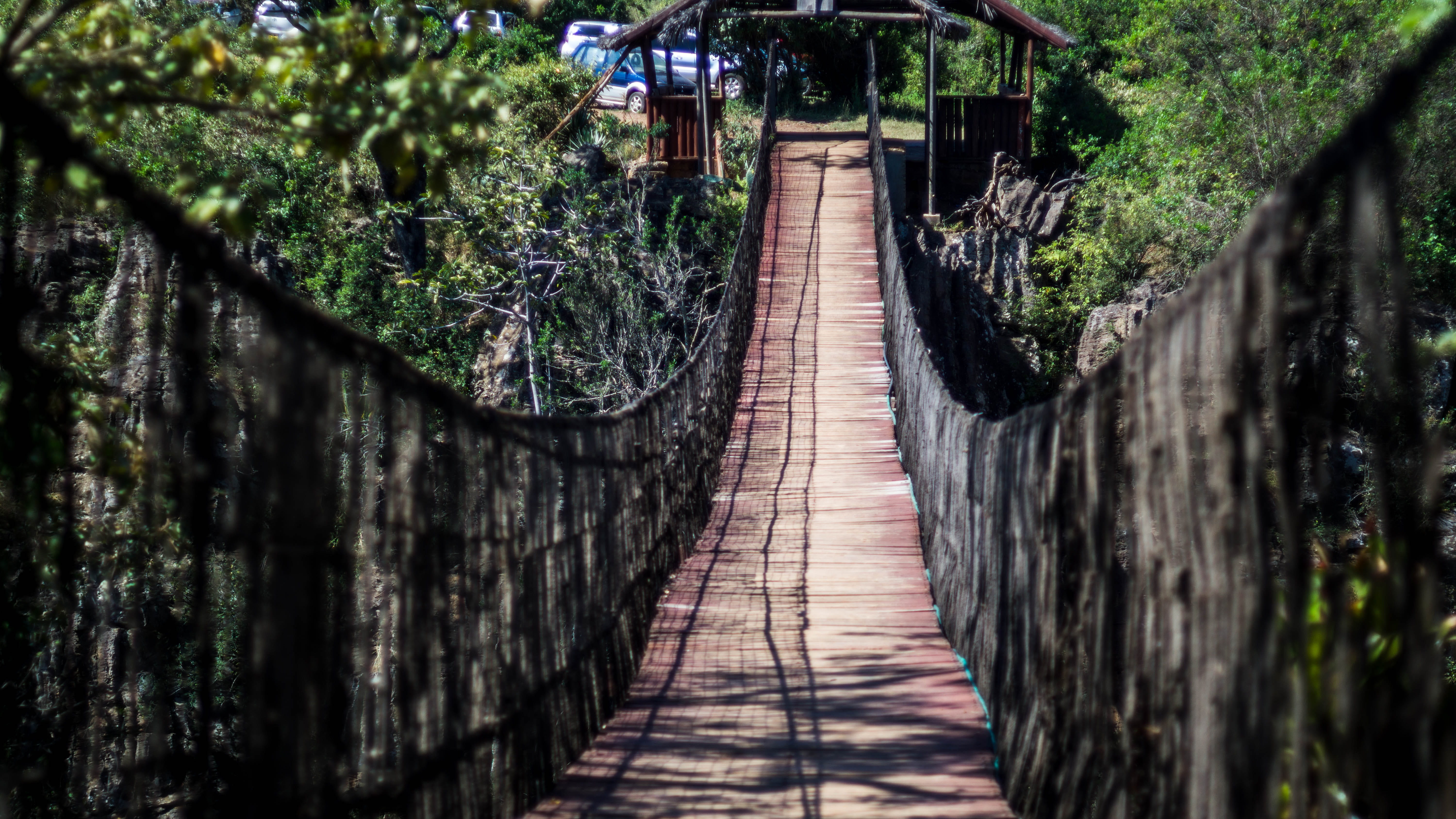 railing, land, nature, diminishing perspective, walk, footbridge, travel, architecture, 5K, scenic, wood - material, bridge - man made structure, scene, HD Wallpaper