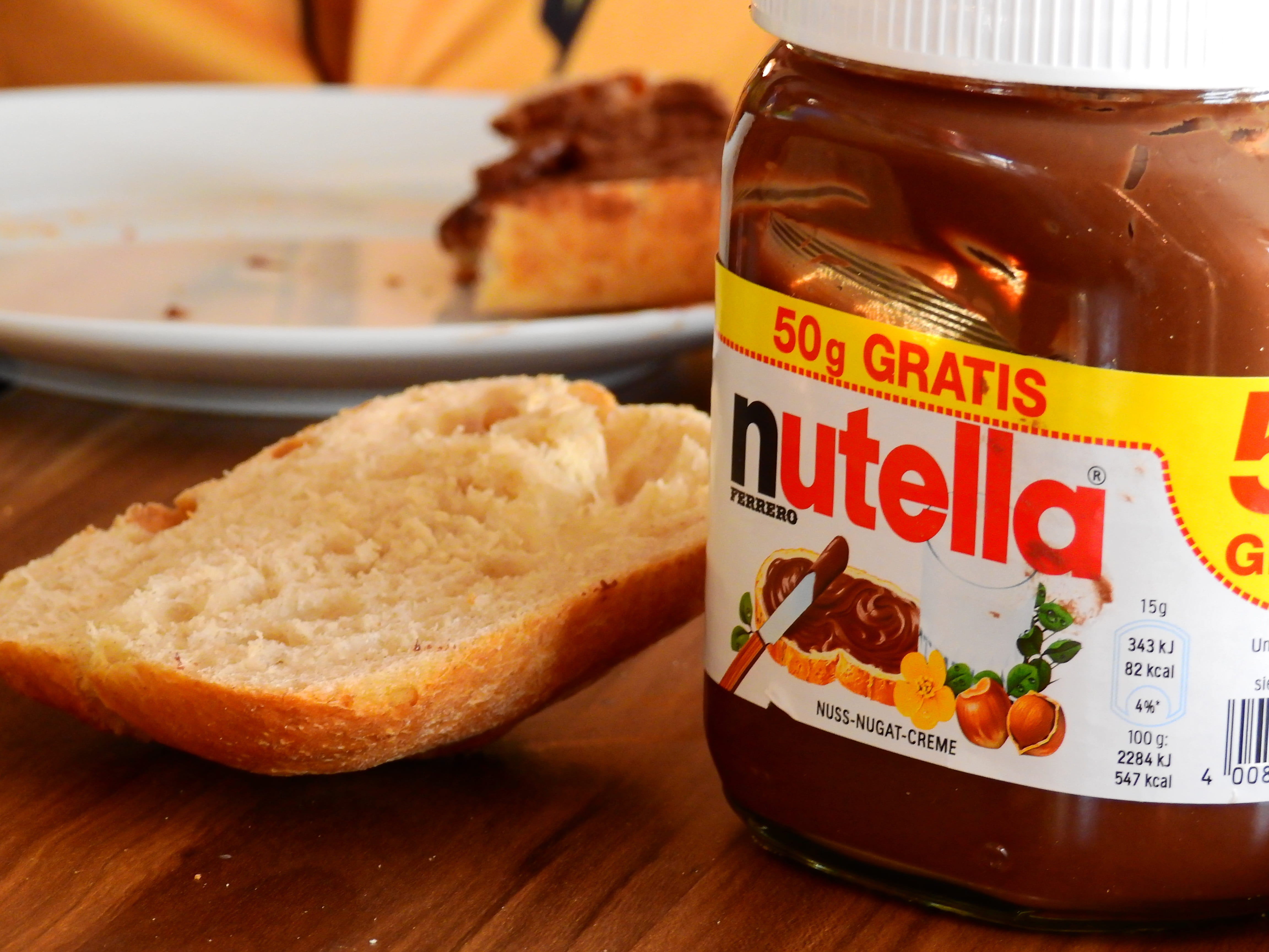 children, nutella, sugar, drink, bread, table, indoors, meal, delicious, refreshment, text, ready-to-eat, food and drink, wood - material, western script, HD Wallpaper