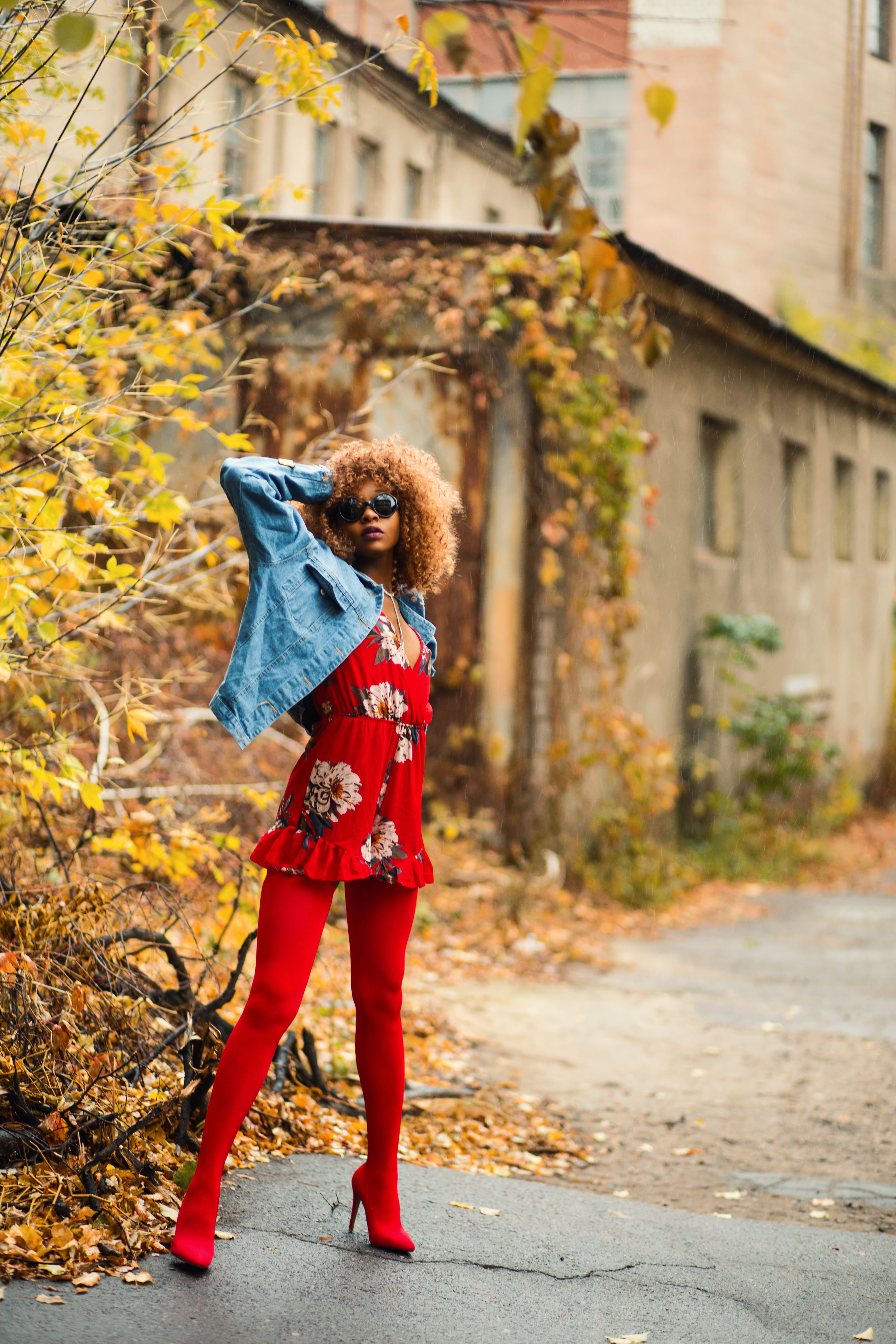 outdoors, african american, daytime, standing, lifestyles, style, full length, bokeh, woman, leisure activity, orange, portrait, one person, gray, heels, Phone HD Wallpaper