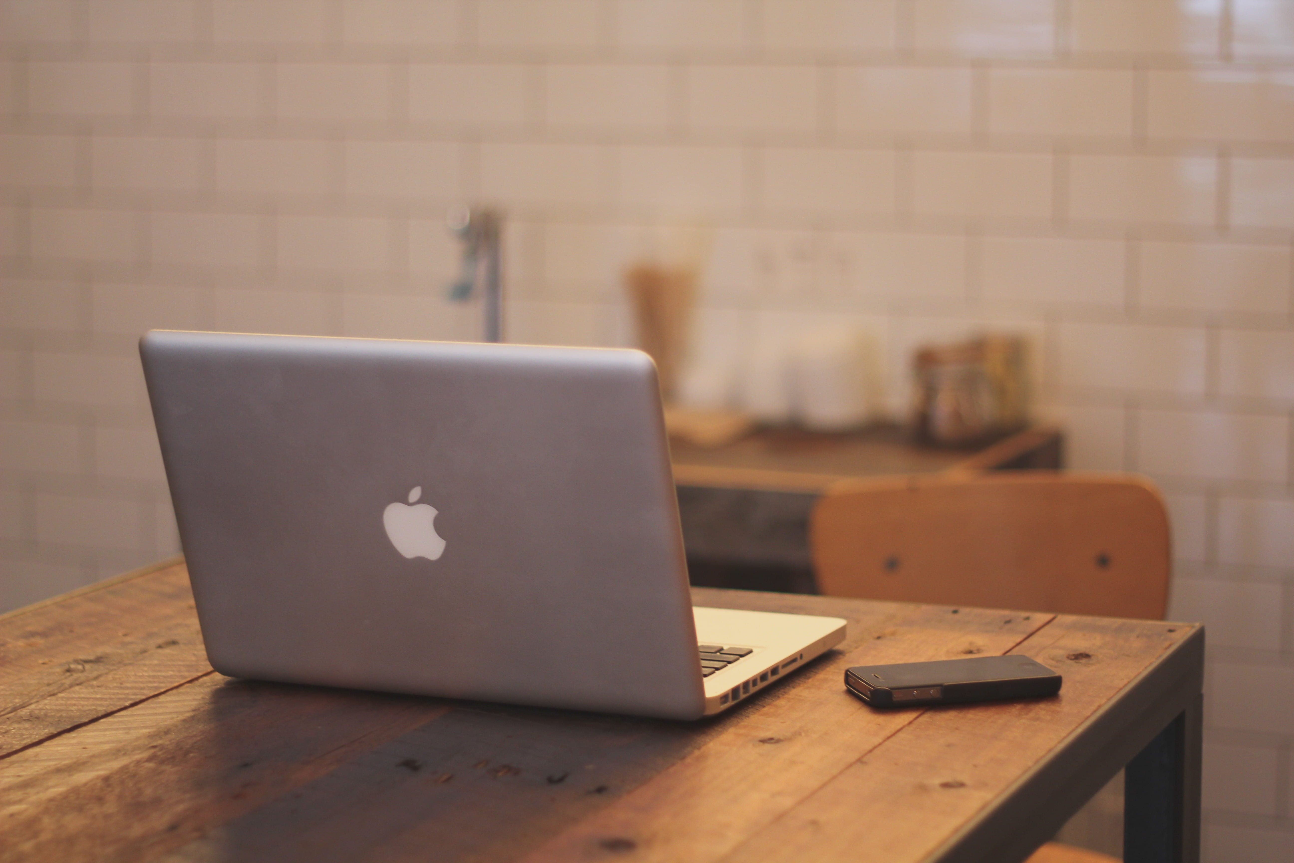 business, man made, no people, silver, chair, home office, wood - material, desk, brown, wall, close-up, workstation, notebook, computer, man made object, HD Wallpaper