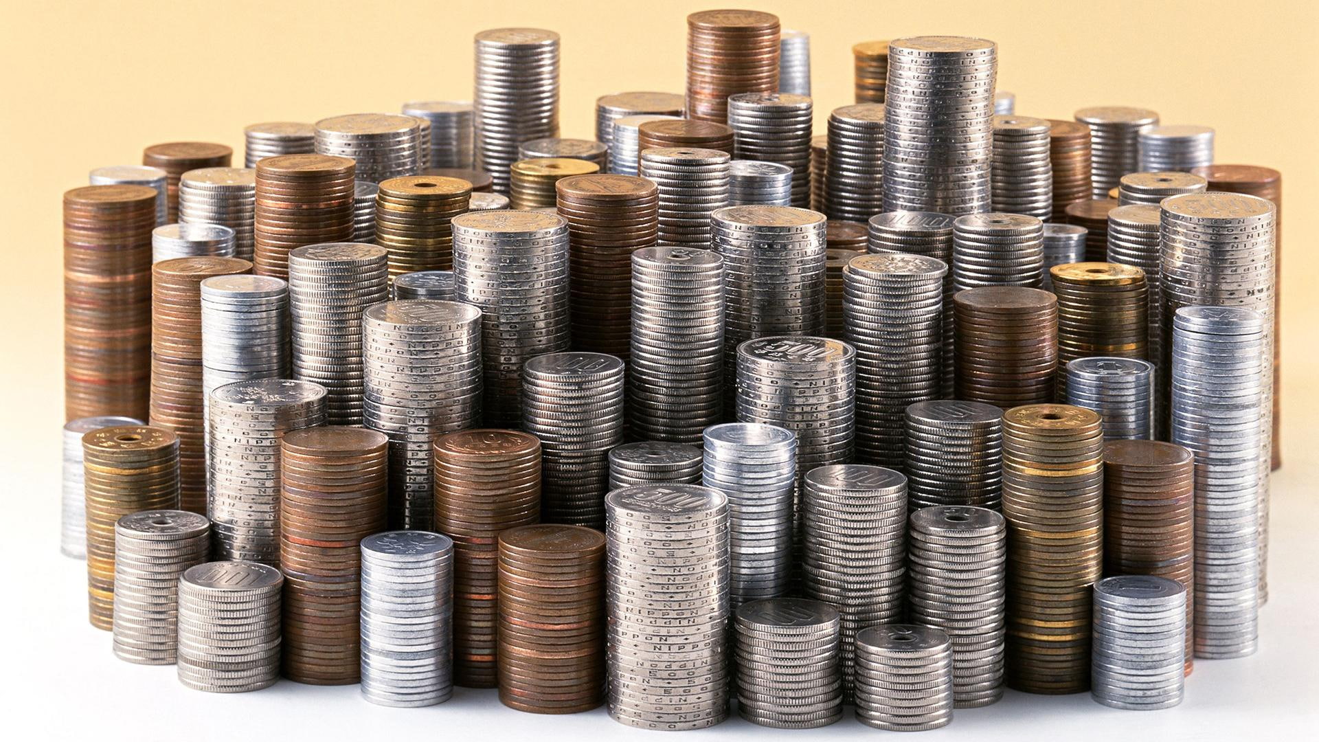 coins, 1080P, stacks, coin, penny, dime, hd, collection, money, coints, HD Wallpaper