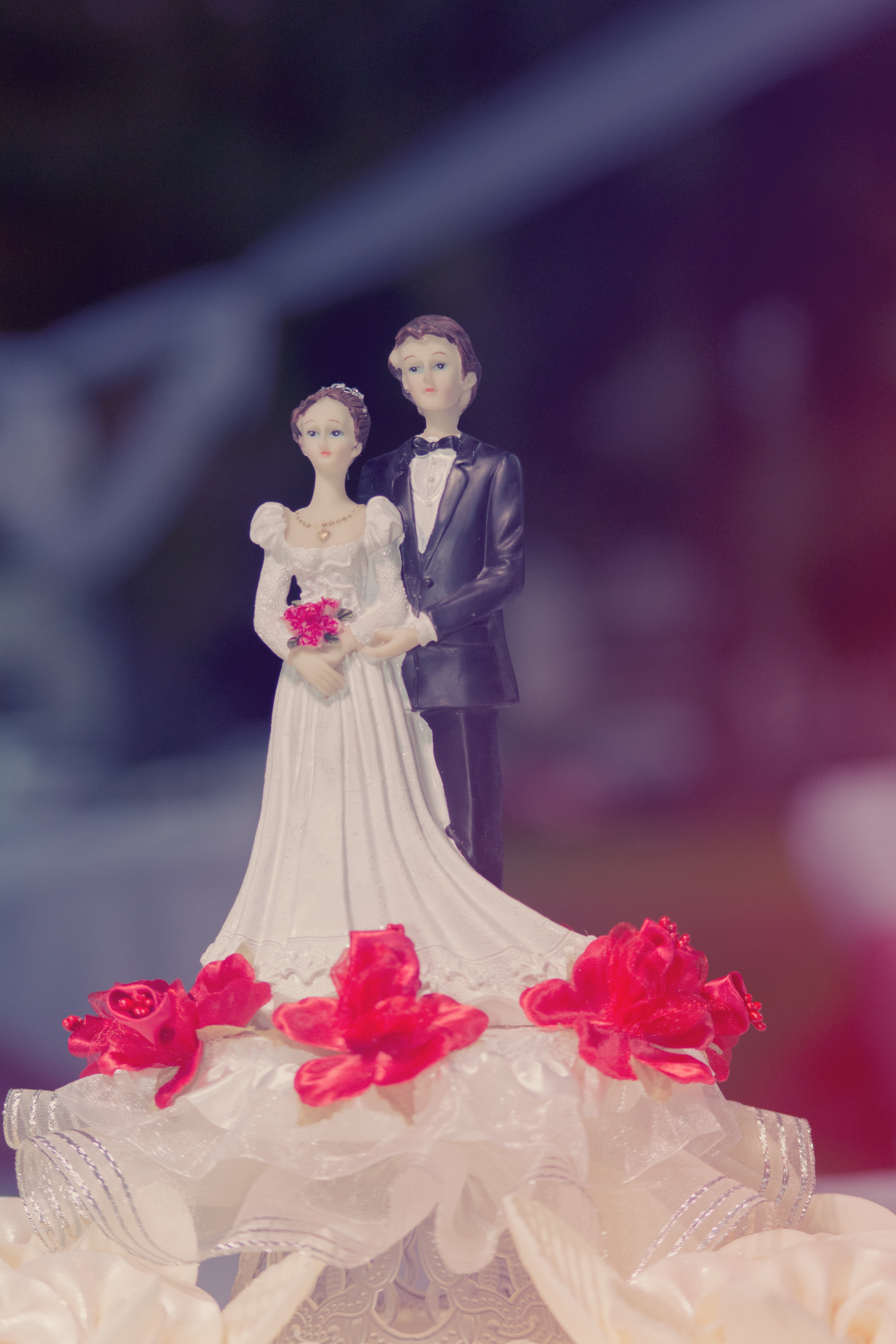 happiness, marriage, husband, woman, flowers, female likeness, art and craft, wedding cake figurine, romantic, newlywed, decor, wedding, veil, young, 5K, Phone HD Wallpaper