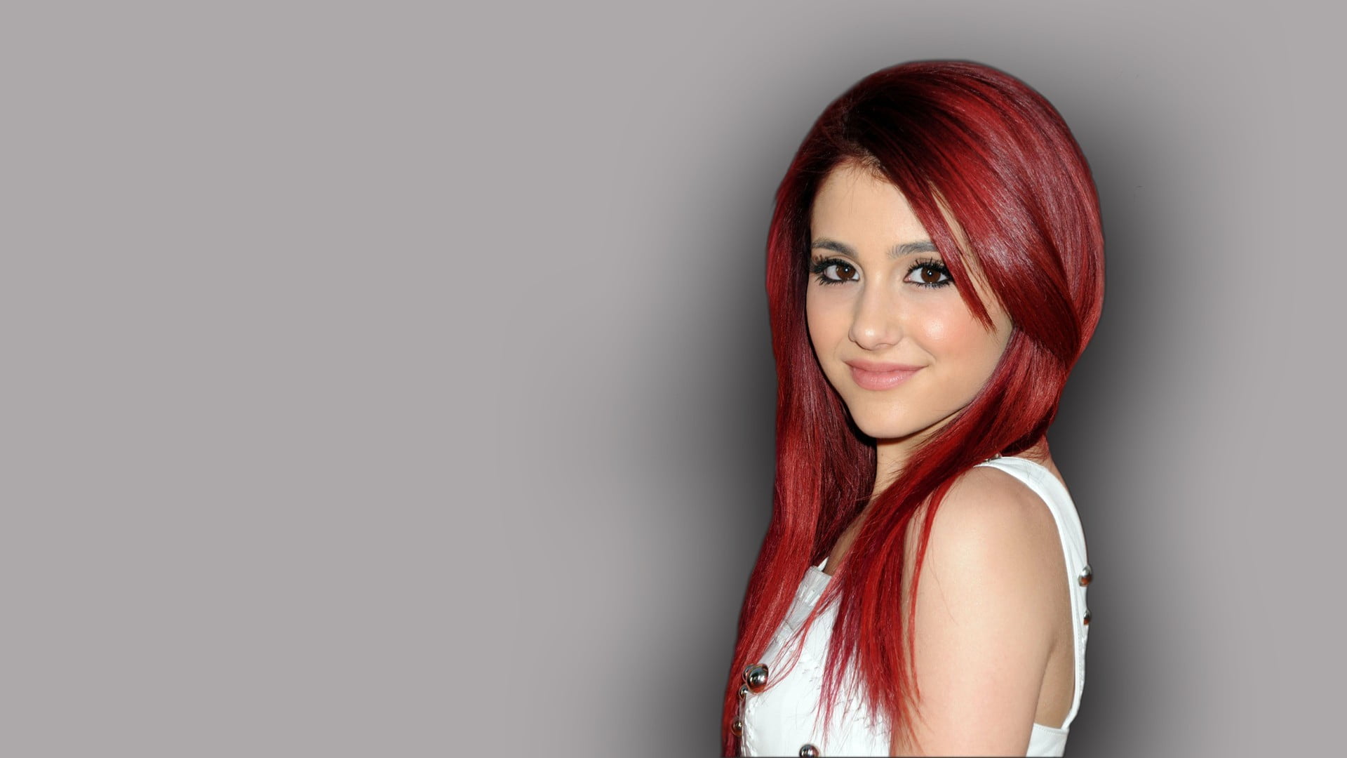 beauty, white, tank, 1080P, indoors, one person, hairstyle, fashion, Ariana Grande, beautiful woman, dyed hair, s, young adult, women, adult, hair, copy space, HD Wallpaper
