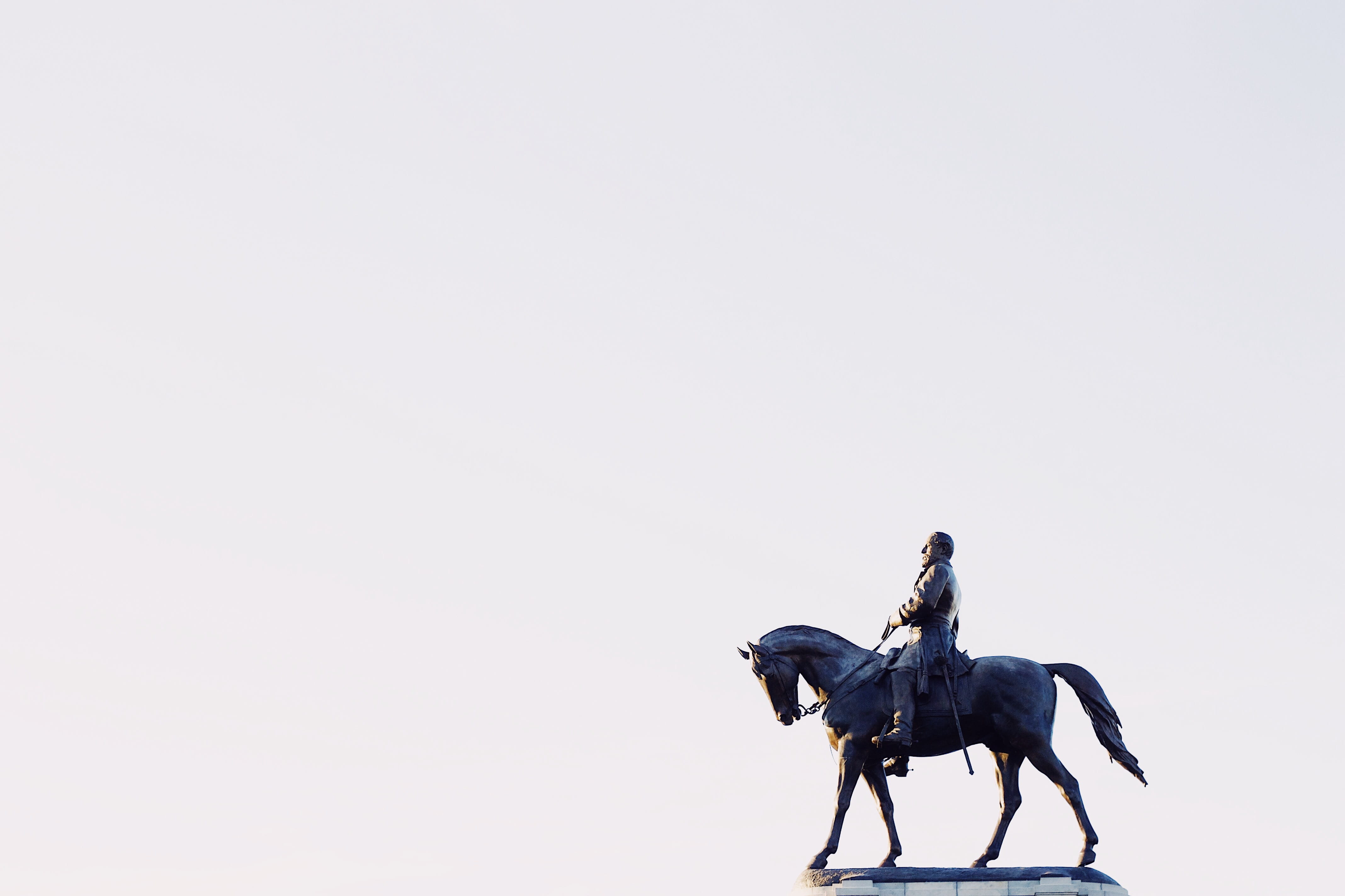 monument, domestic animals, social, animal wildlife, background, copy space, human representation, white, representation, mammal, lee, charlottesville, HD Wallpaper