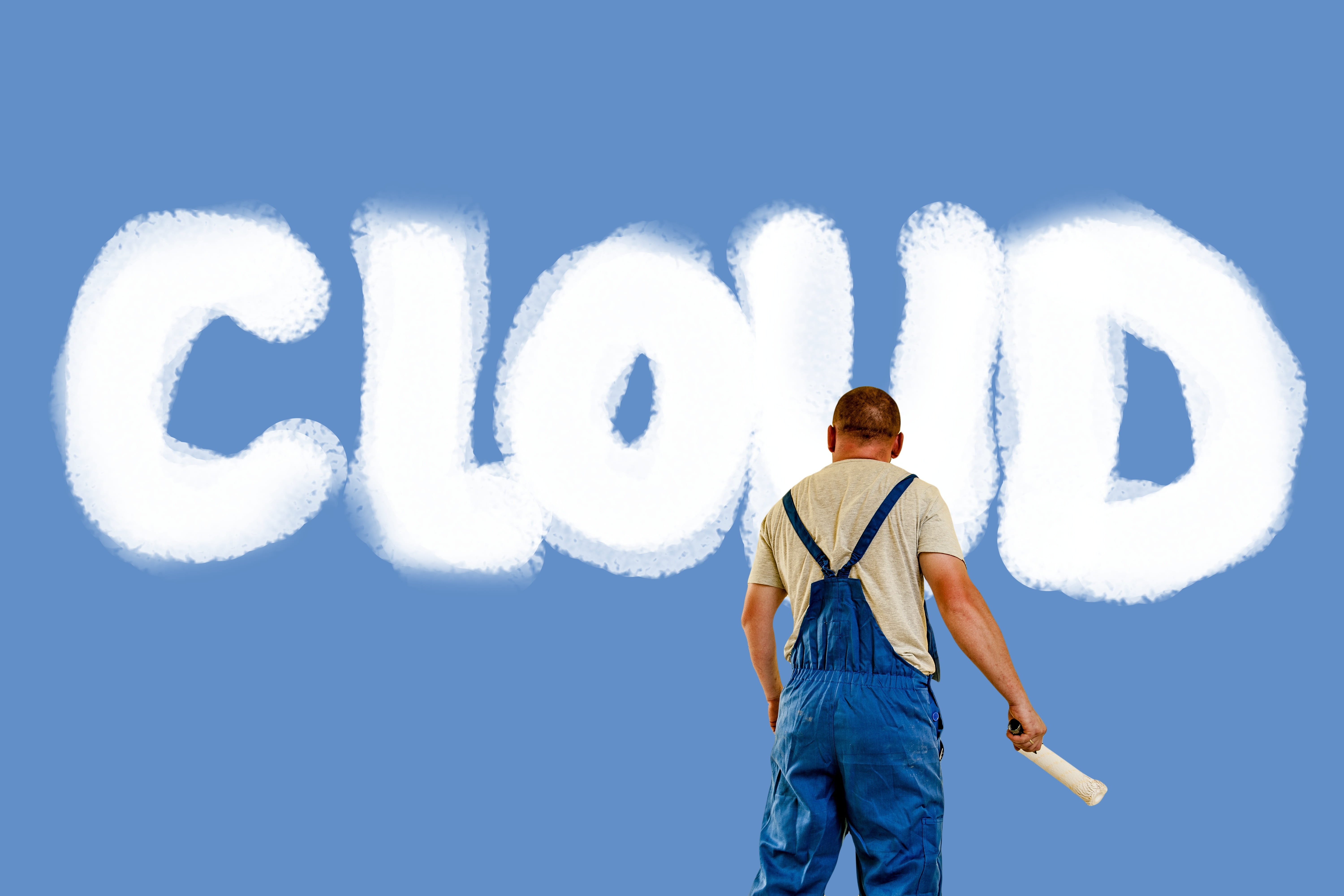 technical, house painter, information, data, one person, casual clothing, technology, data processing, text, services, disk space, cloud, man, rear view, HD Wallpaper