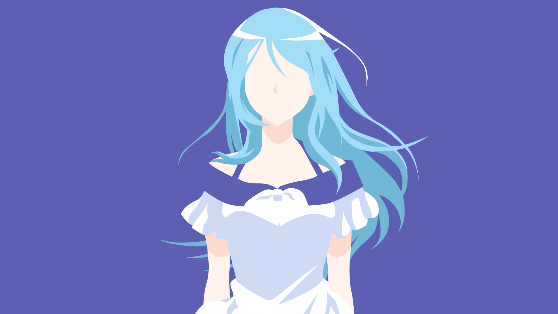 blue background, cut out, art and craft, studio shot, 1080P, representation, sky, Yuki-Neh, minimalism, outdoors, angel, white color, shape, anime girls, HD Wallpaper