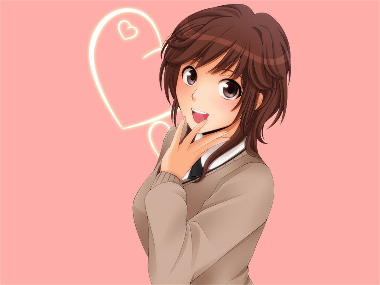 young adult, red, Amagami SS, waist up, make-up, human face, Sakurai Rihoko, colored background, digital composite, young women, 720P, adult, women, beautiful woman, HD Wallpaper