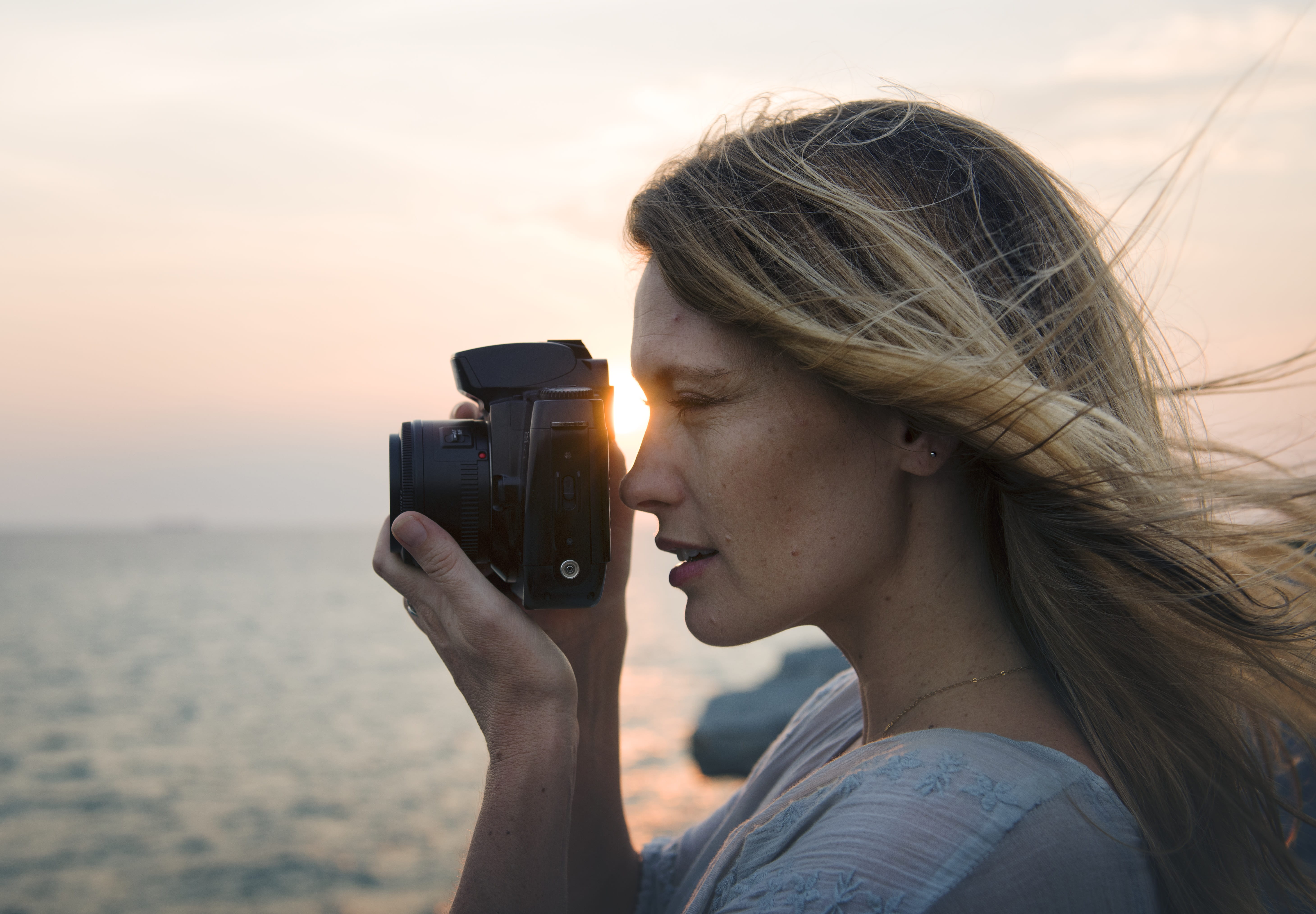 camera, adult, near, traveling, dom, daytime, hairstyle, technology, recreation, young adult, recess, travel, sea, black, young women, photographing, summer, HD Wallpaper