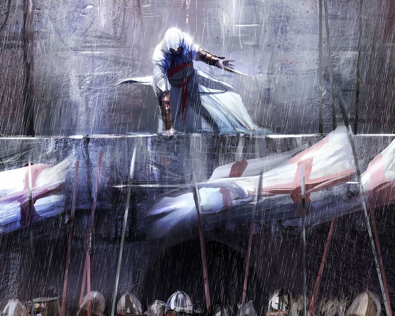 water, young women, one person, day, females, rain, women, Assassins Creed, s, blurred motion, enjoyment, painting, outdoors, nature, creed, video games, HD Wallpaper