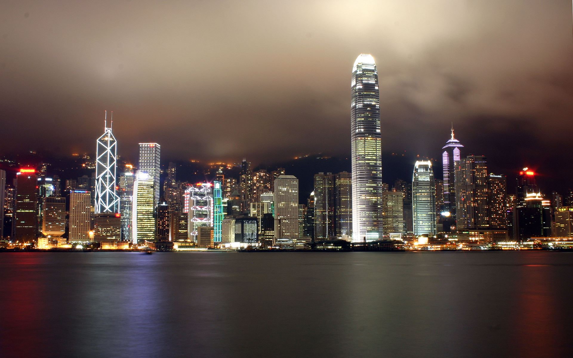 1080P, ocean, kong, skyscrapers, city, hong, wide, HD Wallpaper