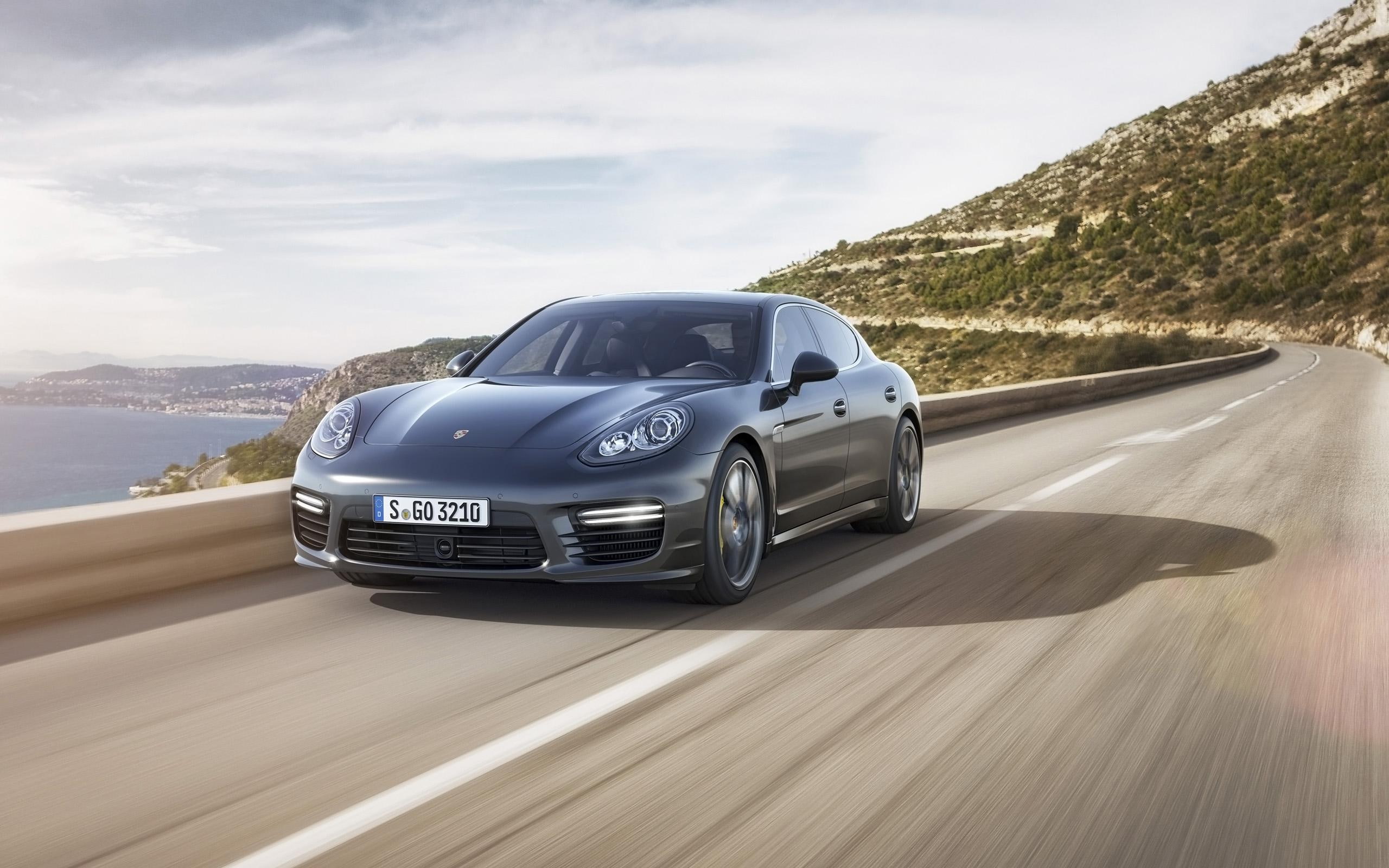 2014, porsche, cars, s, black, panamera, 2K, sedan, turbo, HD Wallpaper