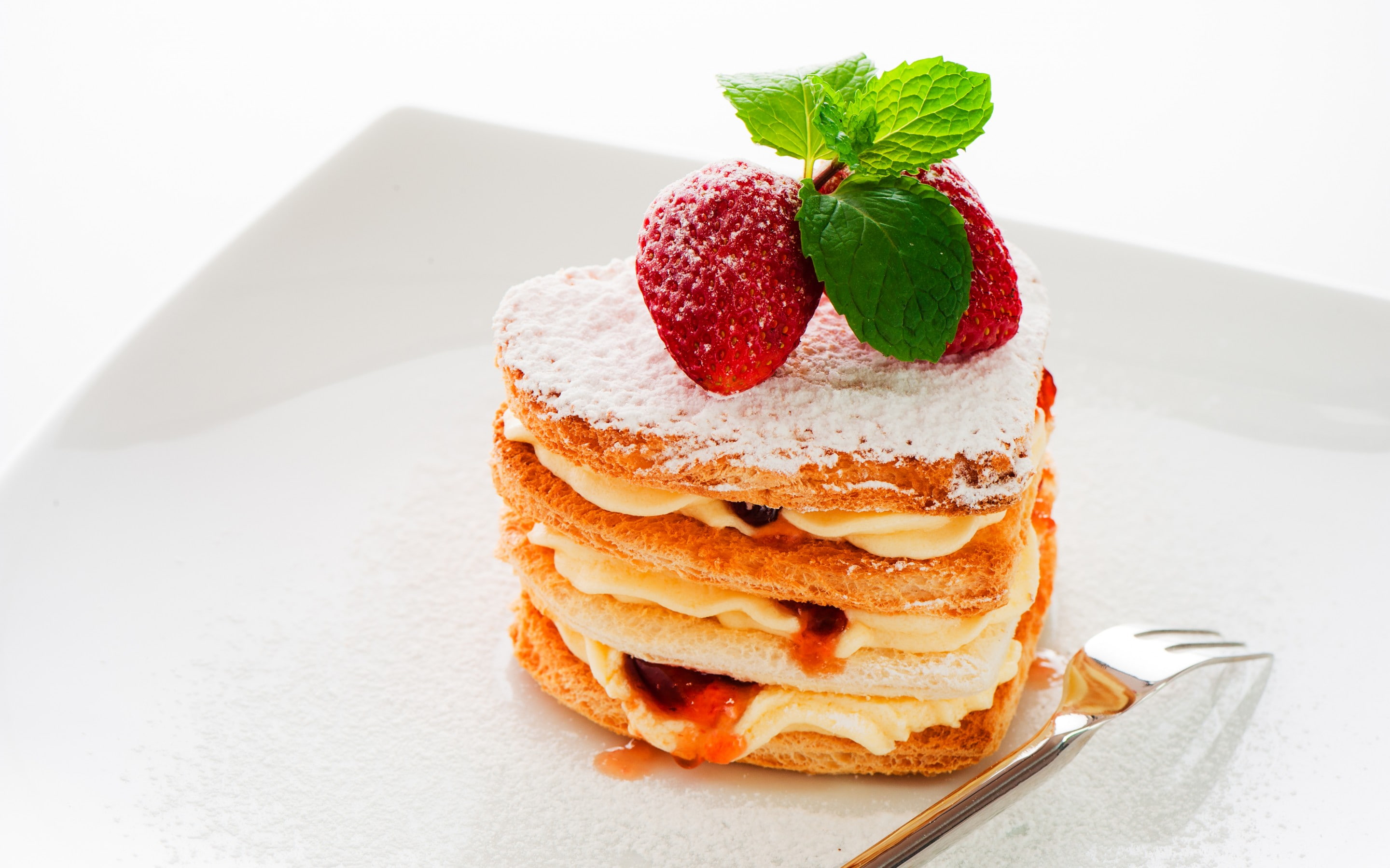dessert, food, pie, cake, 2K, strawberry, HD Wallpaper
