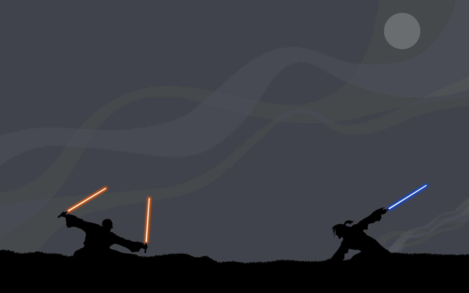 silhouette, Jedi, Sith, 1080P, battle, HD Wallpaper
