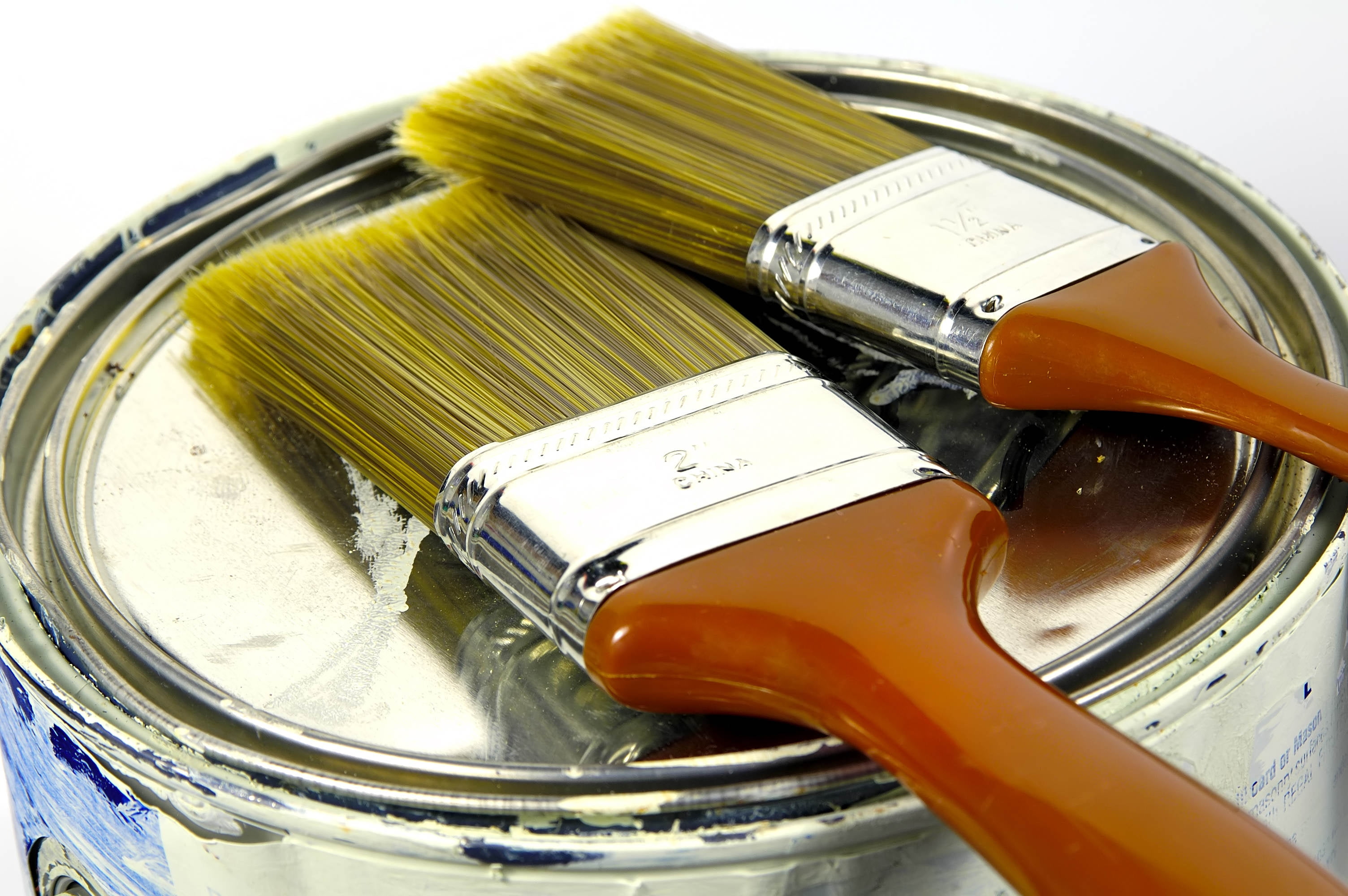 studio shot, multi Colored, 2K, craft, abstract, food and drink, handle, brush, paintbrush, yellow, high angle view, art, orange color, metal, construction Industry, HD Wallpaper