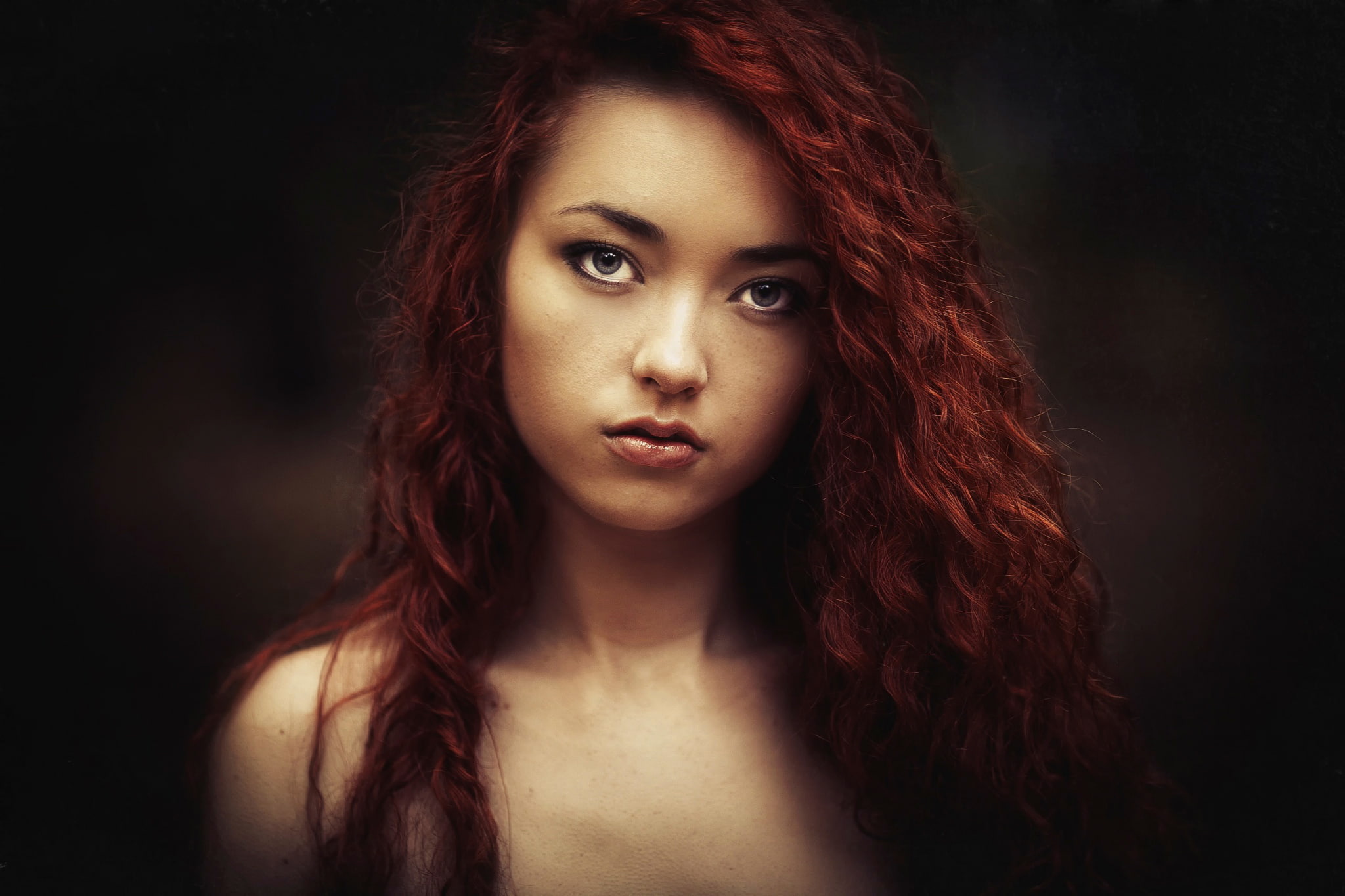 Lolita, Karen Abramyan, look, curls, portrait, 1080P, HD Wallpaper