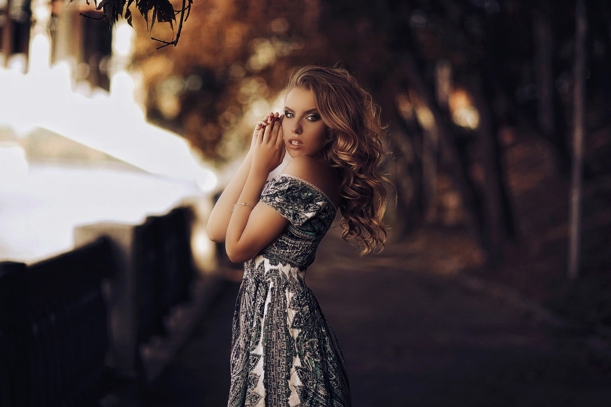dress, 1080P, bokeh, Karen Abramyan, portrait, HD Wallpaper