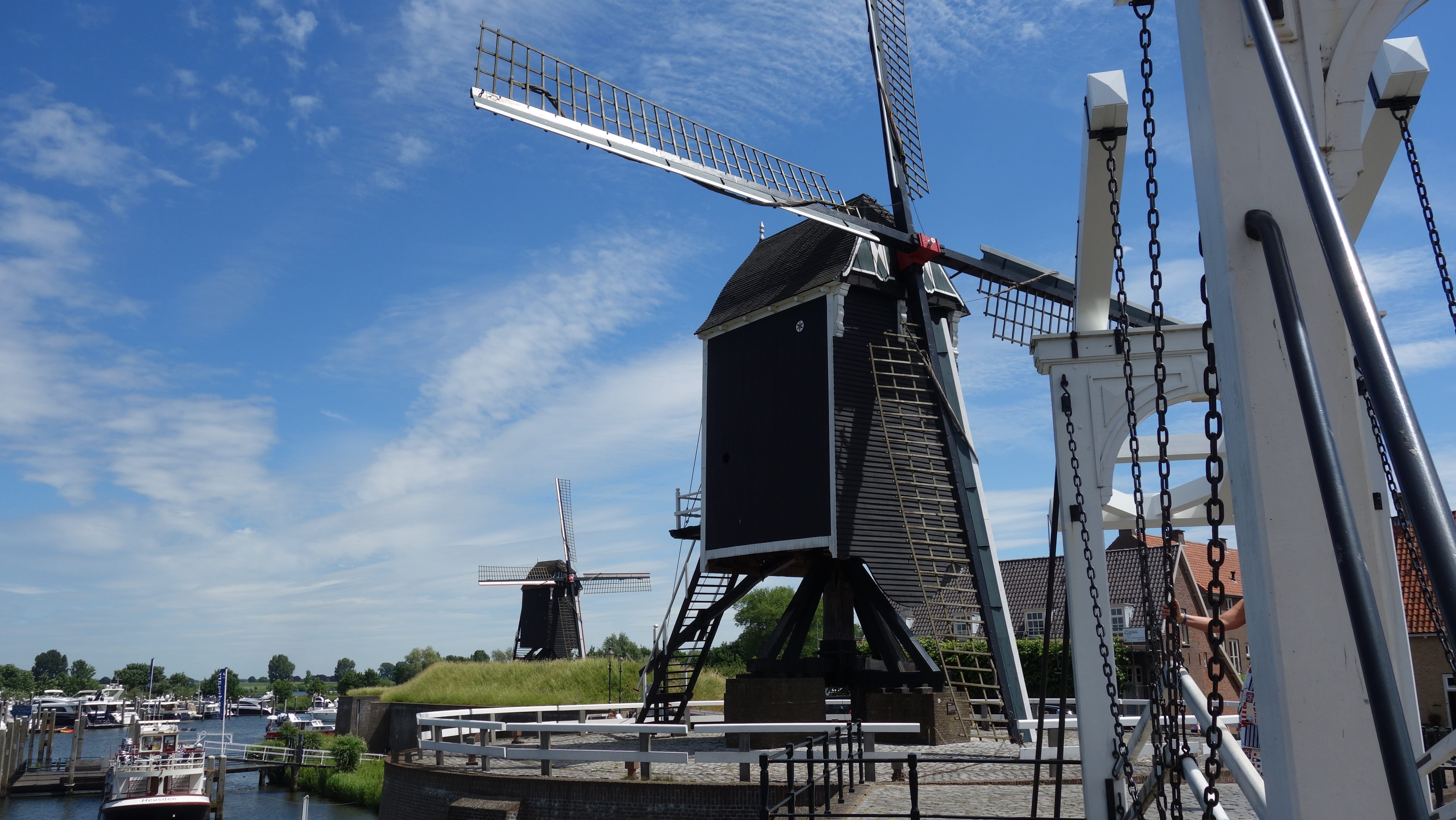 architecture, no people, village, outdoors, 5K, skyscraper, turbine, low angle view, building exterior, historic mill, cloud - sky, traditional windmill, HD Wallpaper