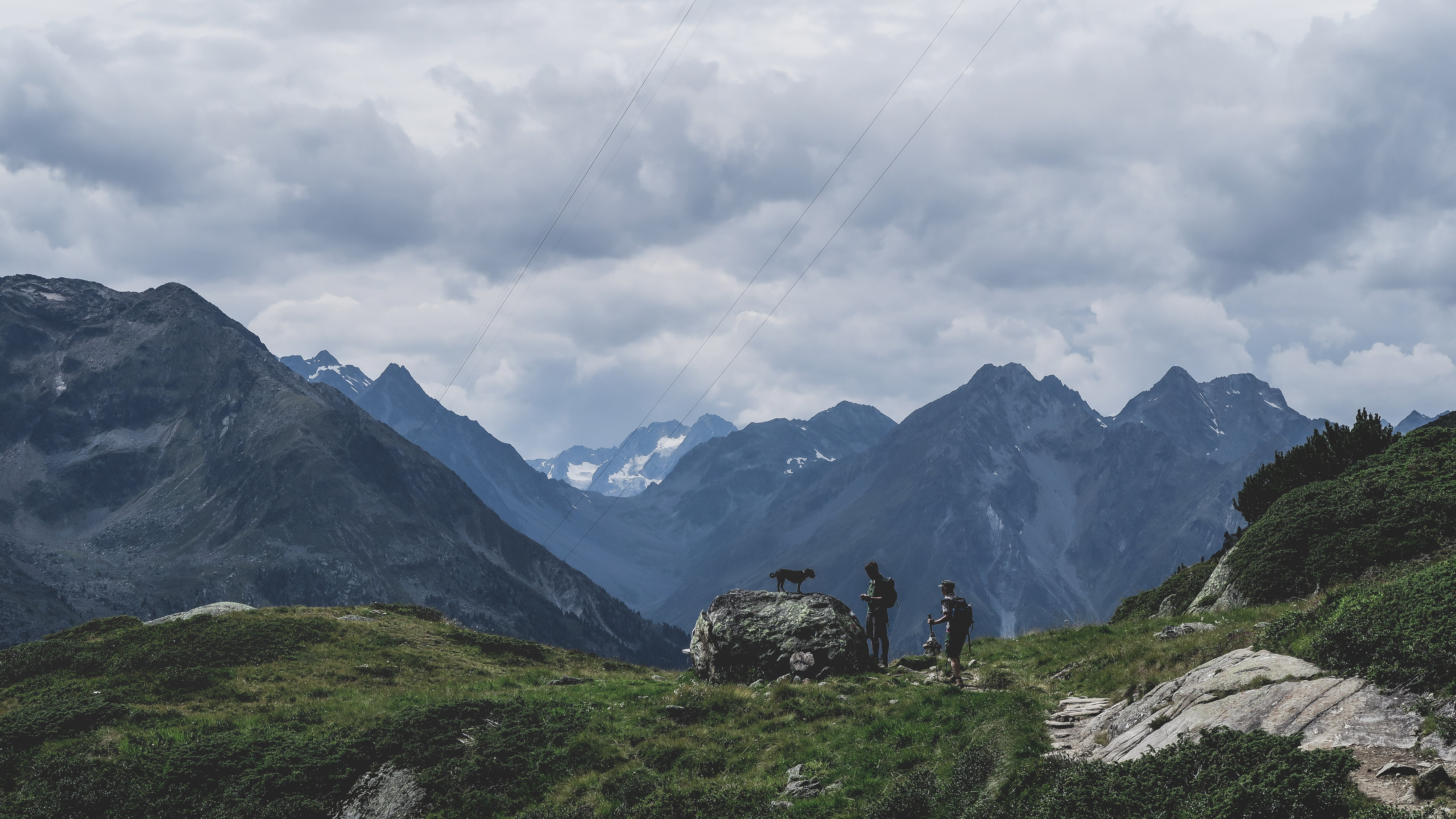 two, mountain range, travel, adventure, tranquility, two people, tranquil scene, outdoors, grass, trip, mountaineer, photography, hiking, leisure activity, HD Wallpaper