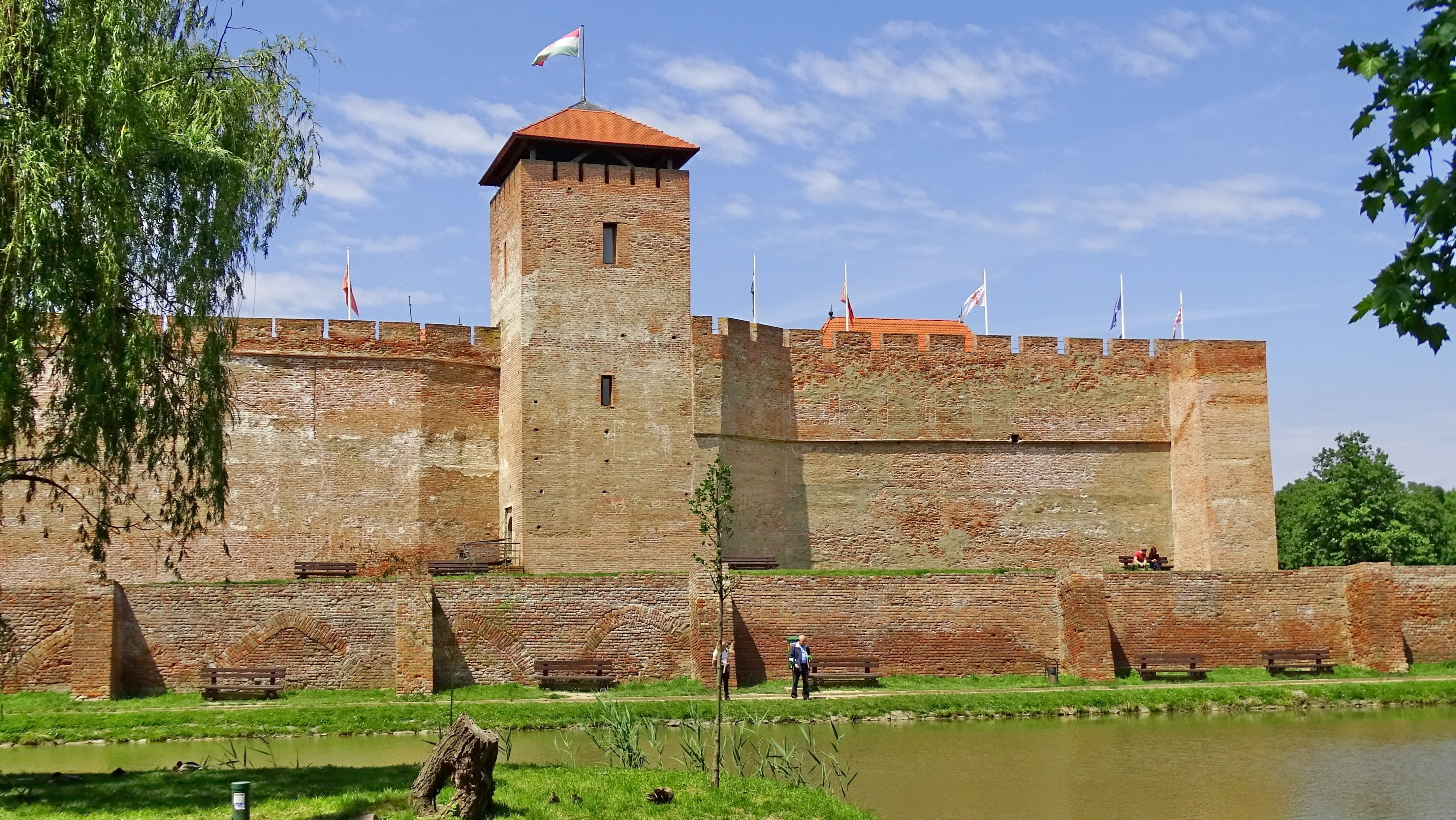 the past, tower, day, plant, stone wall, architecture, nature, hungary, water, sky, place of worship, fort, gyula, building, wall, castle, building exterior, HD Wallpaper