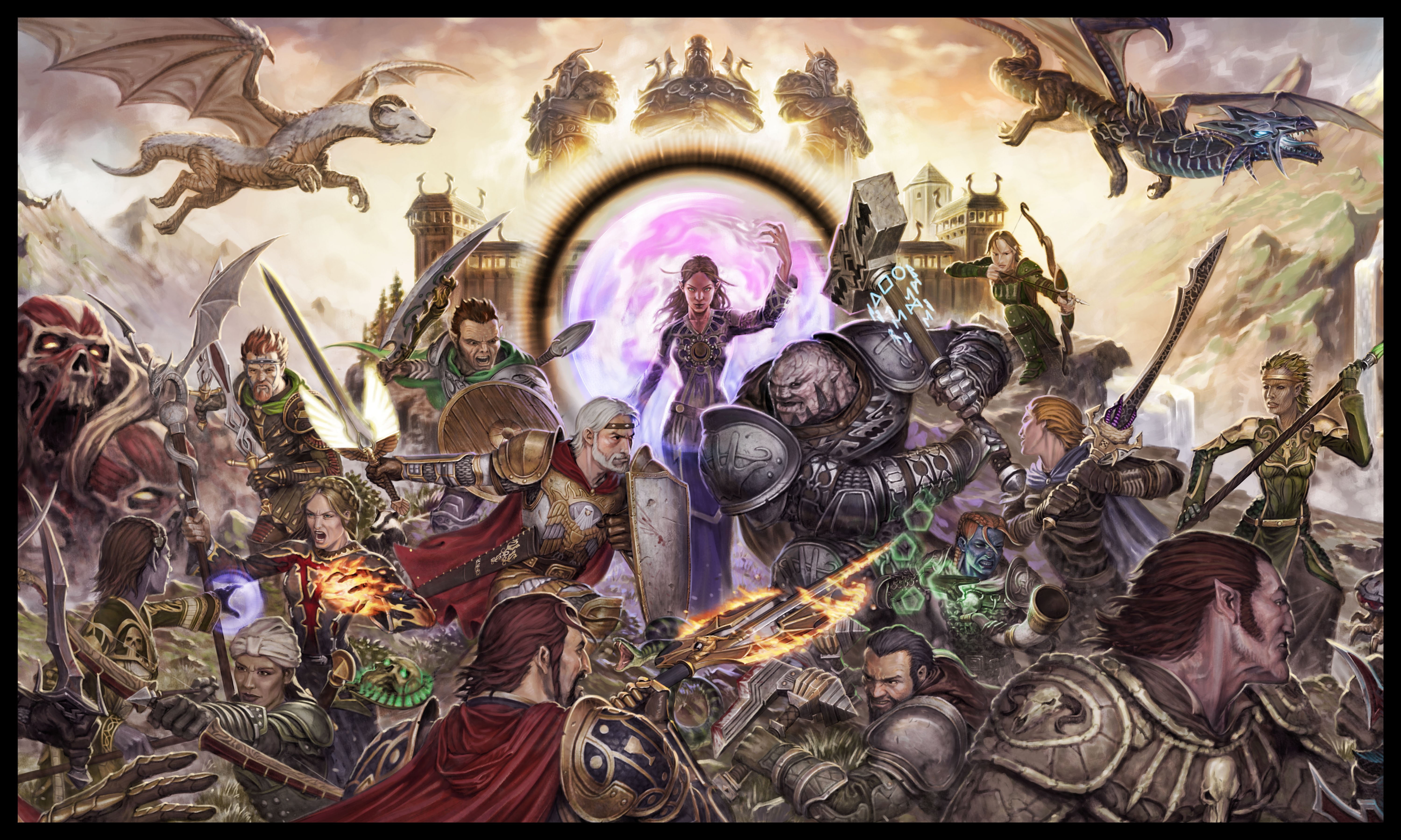 camelot, rpg, online, Fighting, Dark, 6000x3600 px, fantasy, 5K, action, Medieval, warrior, mmo, age, HD Wallpaper