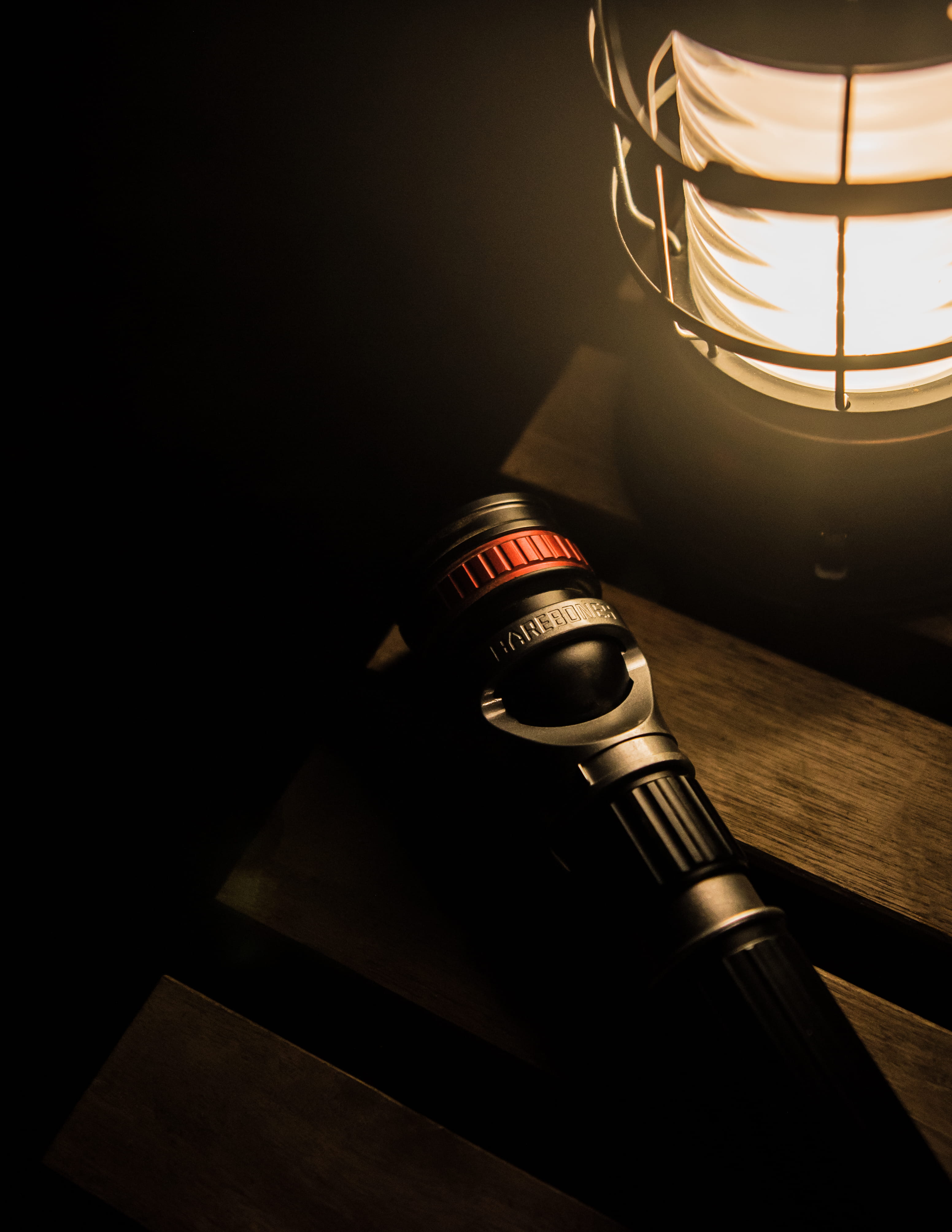 camping, flashlight, evening, electric lamp, table, black background, united states, wooden, lighting equipment, metal, close-up, torch, electric light, Phone HD Wallpaper