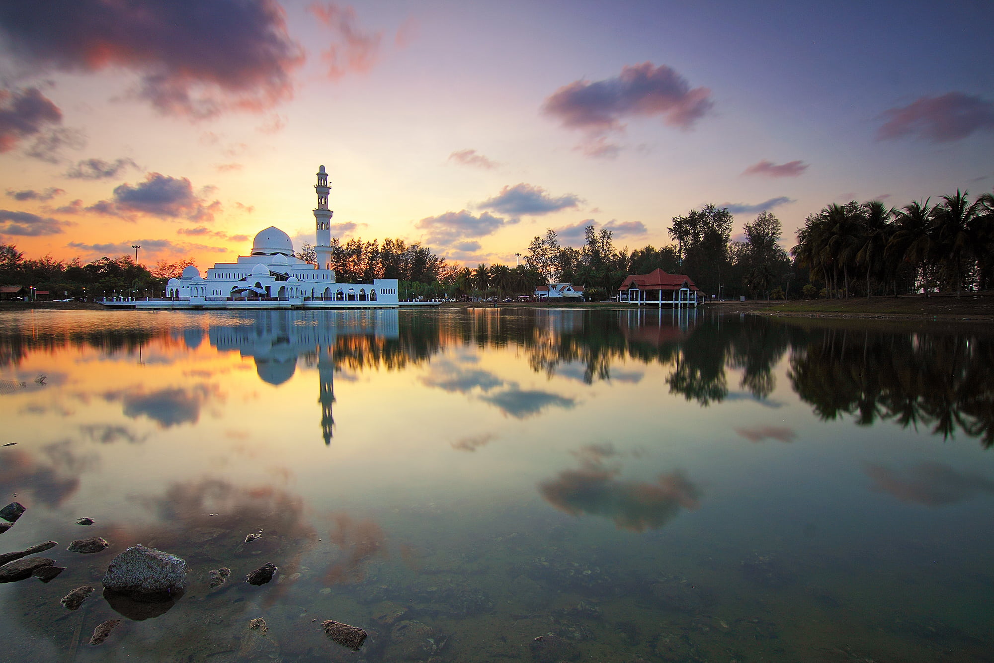 cloud - sky, nature, building exterior, beauty in nature, dome, travel destinations, travel, scenics - nature, tree, temple - Building, lake, religion, HD Wallpaper