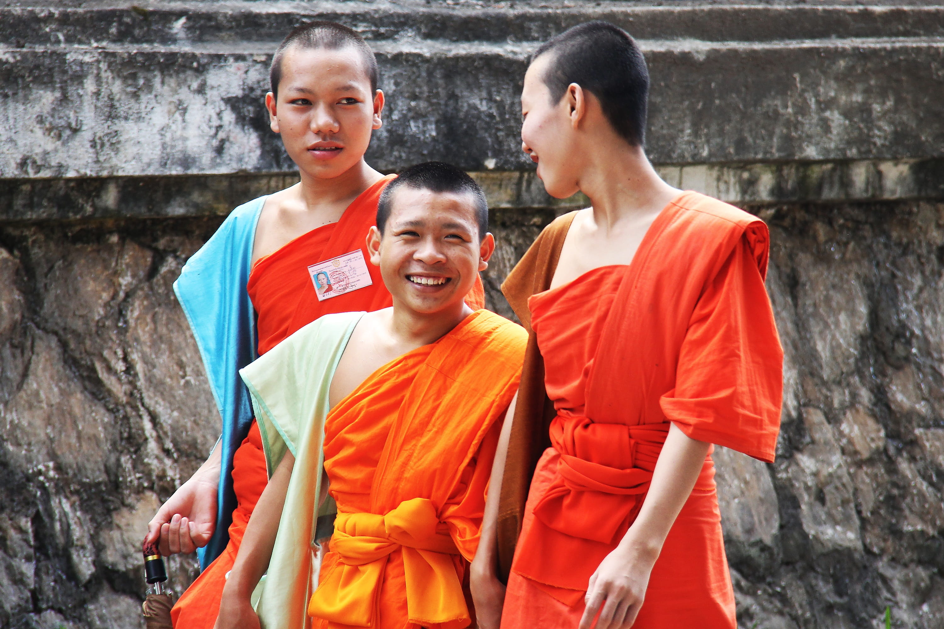celebration, photography, boys, teenage boys, emotion, smiling, Walking, religious, lovely, looking at camera, beautiful, luang prabang, travel, cultural, HD Wallpaper