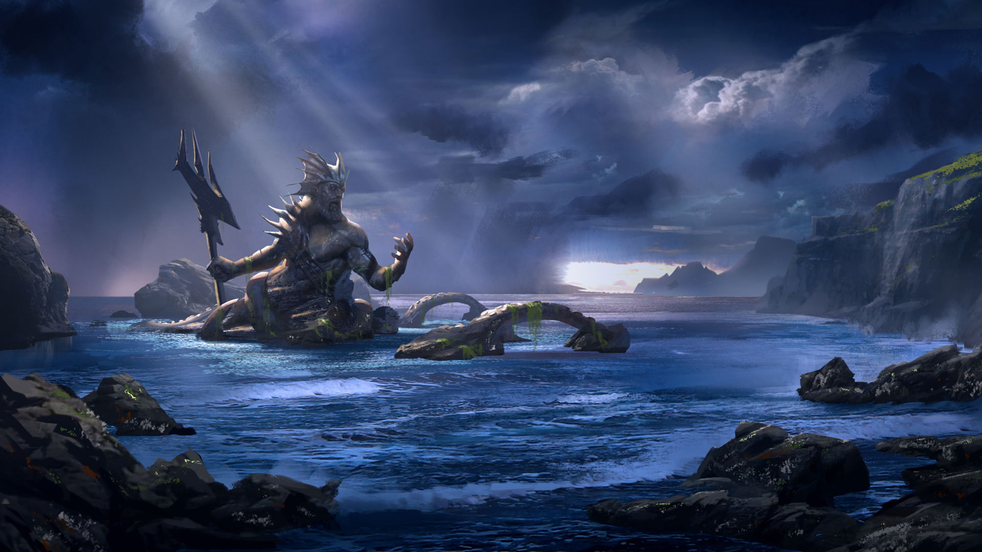 god, Poseidon, ascension, war, 1080P, HD Wallpaper