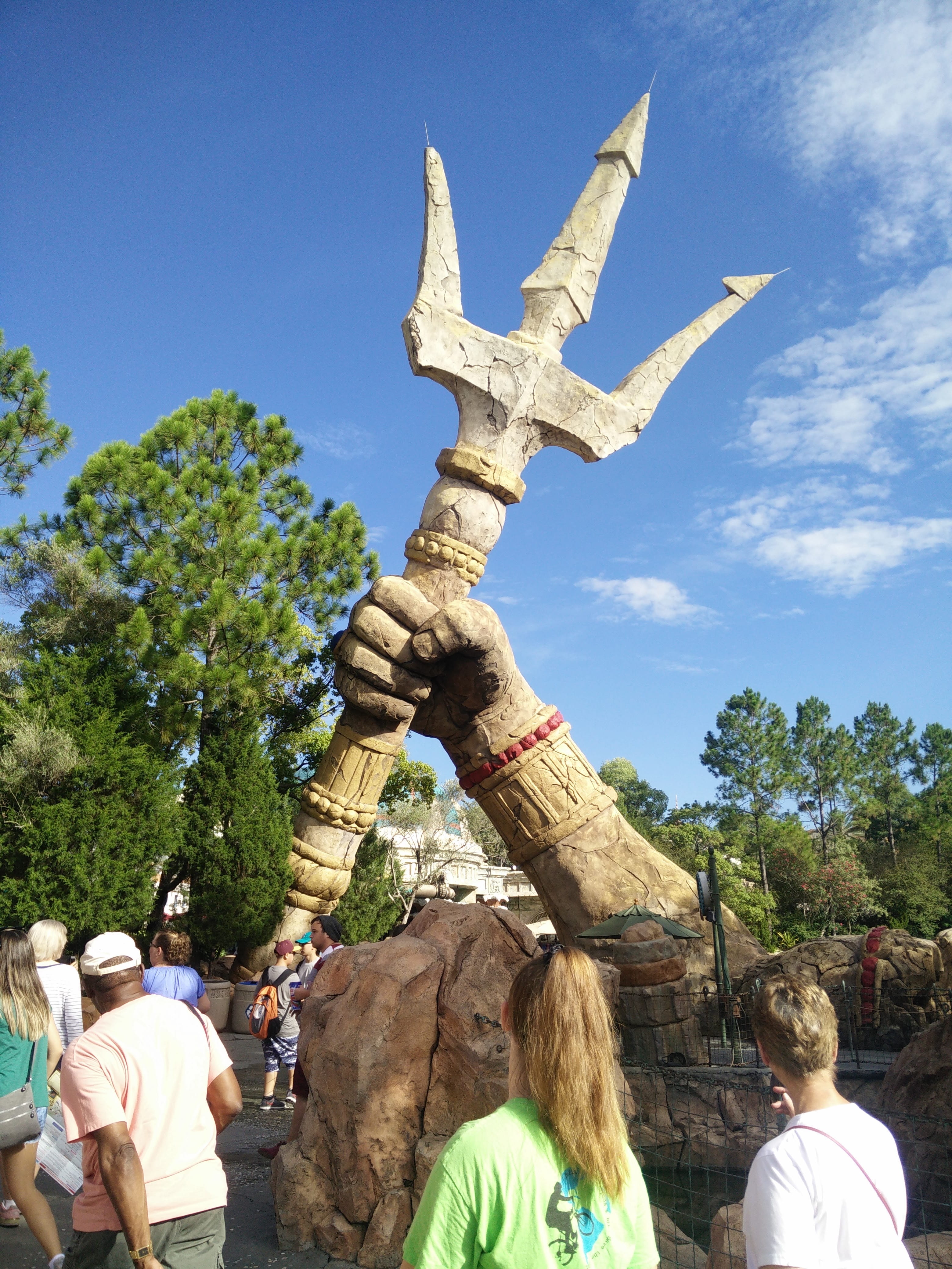 men, poseidon, tree, sky, sculpture, built structure, religion, orlando, art and craft, trident, lifestyles, 4K, day, travel, real people, tourism, visit, Phone HD Wallpaper