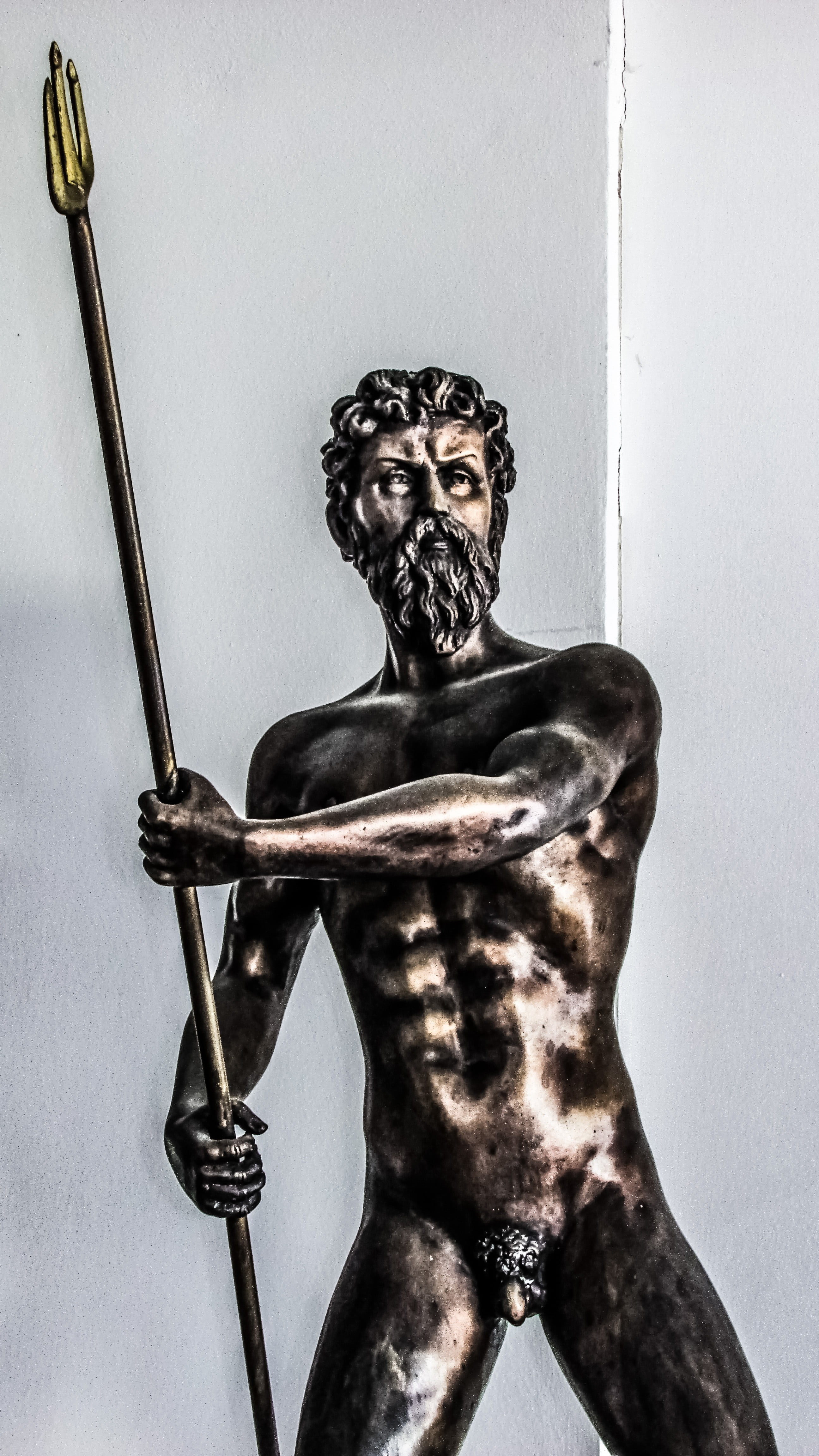 young adult, statue, ayia napa, cyprus, looking at camera, front view, tattoo, three quarter length, wall - building feature, indoors, adult, poseidon, Phone HD Wallpaper