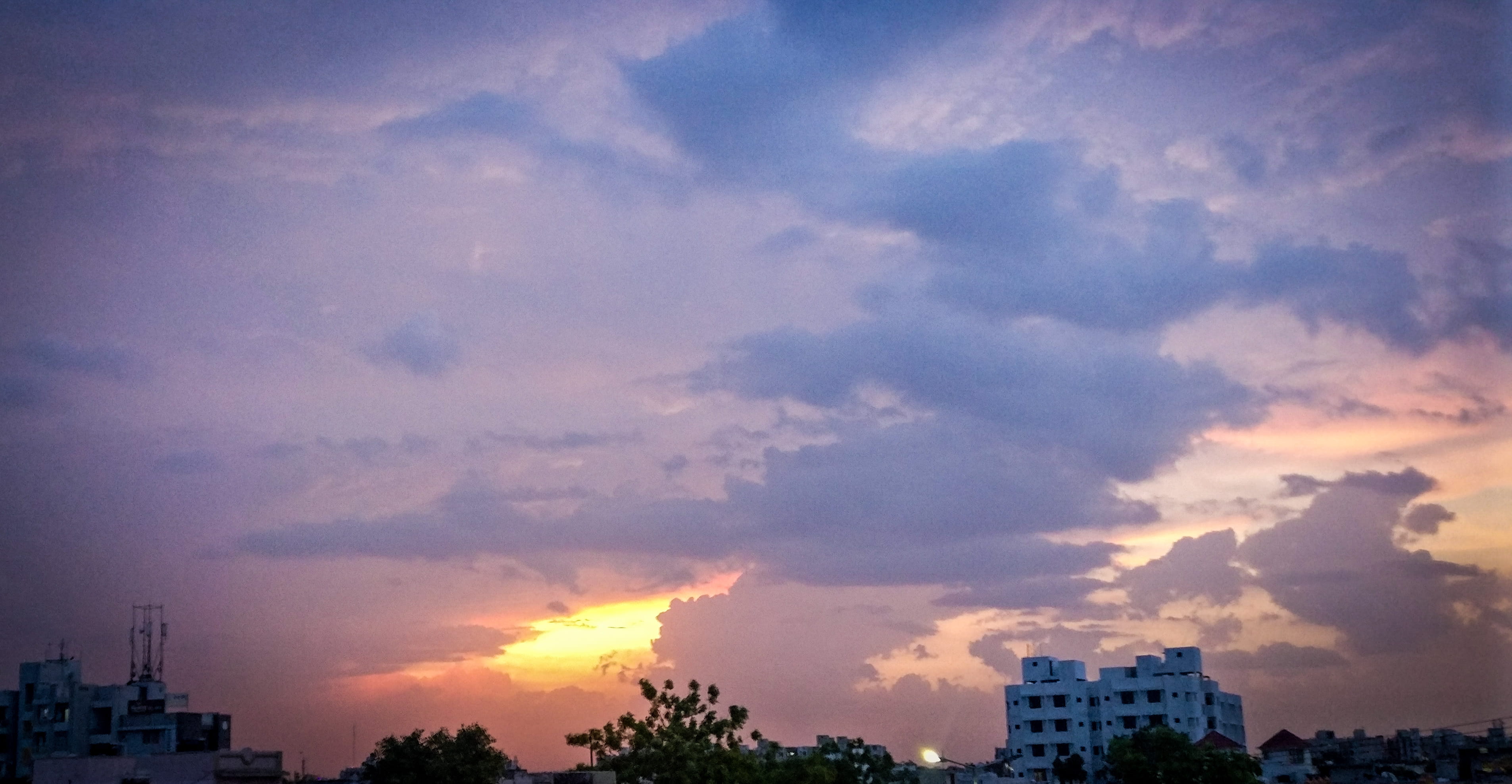 copy space, nature, 2K, ahmedabad, city life, built structure, sky, building exterior, apartment, residential district, outdoors, cloudscape, landscape, HD Wallpaper