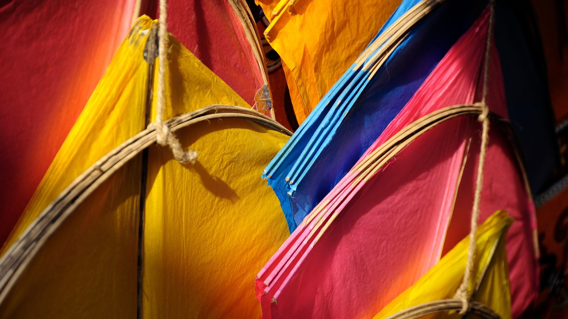 curtain, close-up, 1080P, blue, choice, day, yellow, outdoors, low angle view, hanging, red, traditional clothing, architecture, no people, textile, multi colored, HD Wallpaper