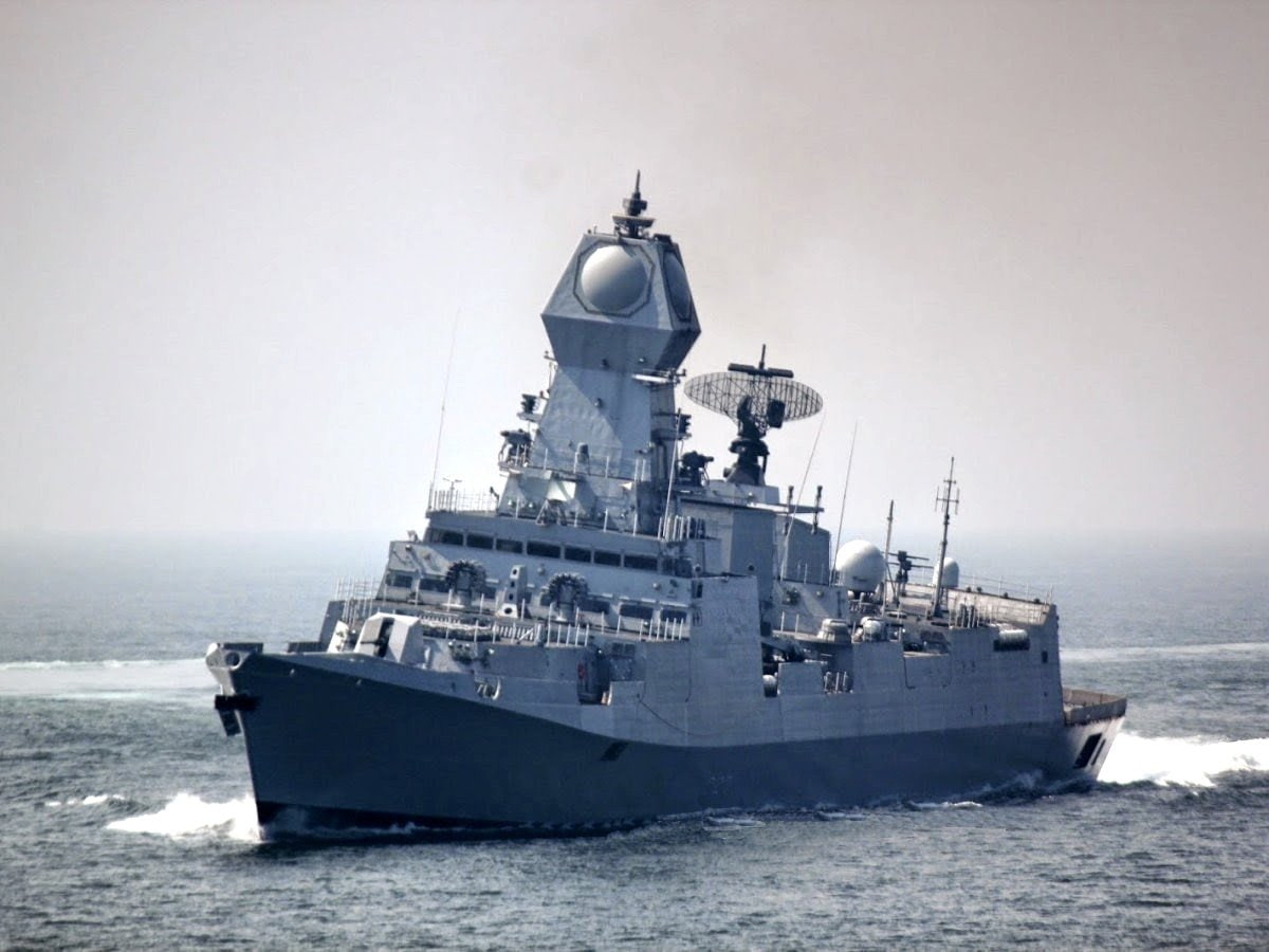 sky, on the move, warship destroyer kolkata class, outdoors, water, day, nature, navy, business, ship, shipping, 480P, military, sea, transportation, aggression, HD Wallpaper