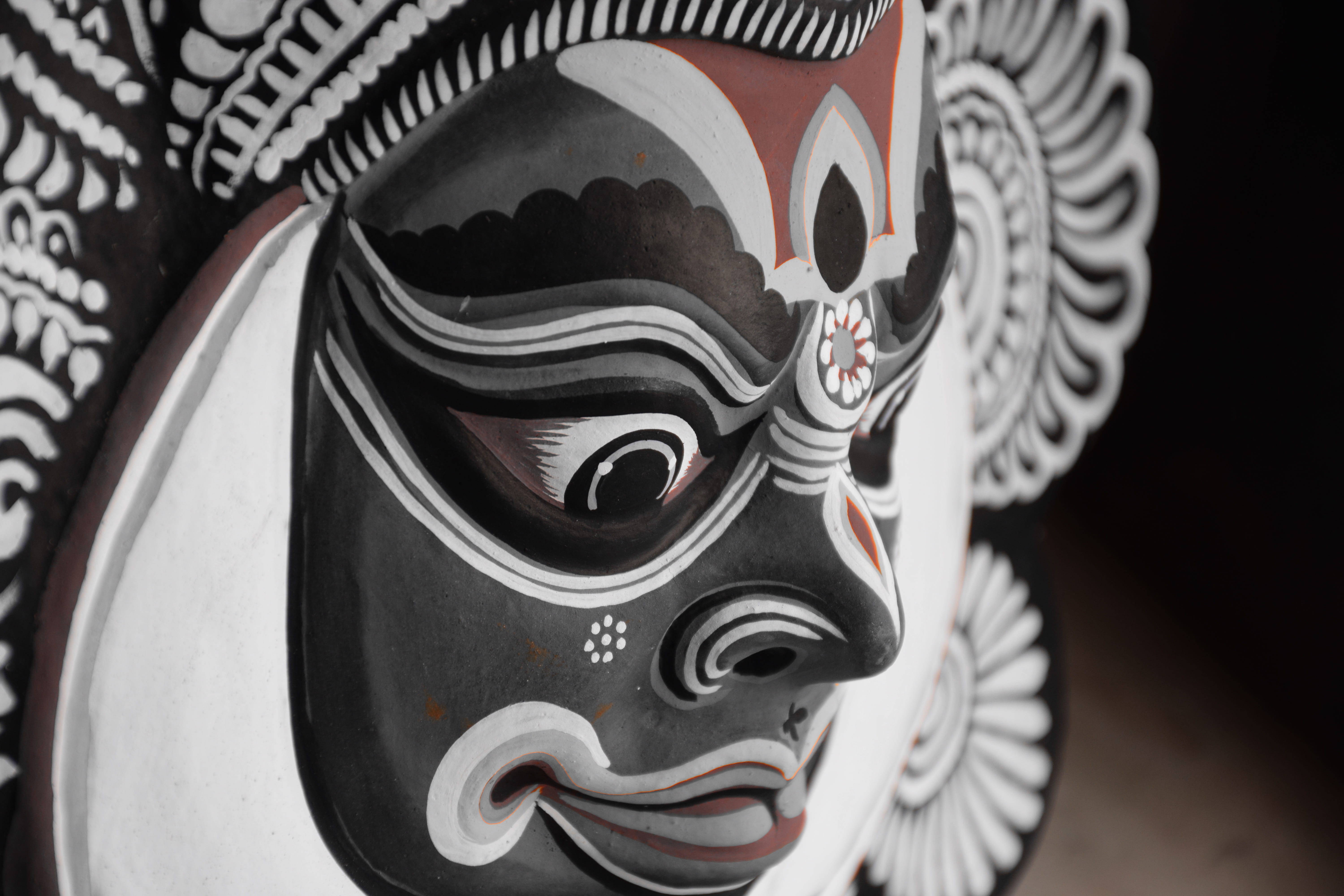 art and craft, arijit photo, 5K, chau mask, disguise, no people, single object, silver colored, human representation, representation, pattern, purulia, HD Wallpaper