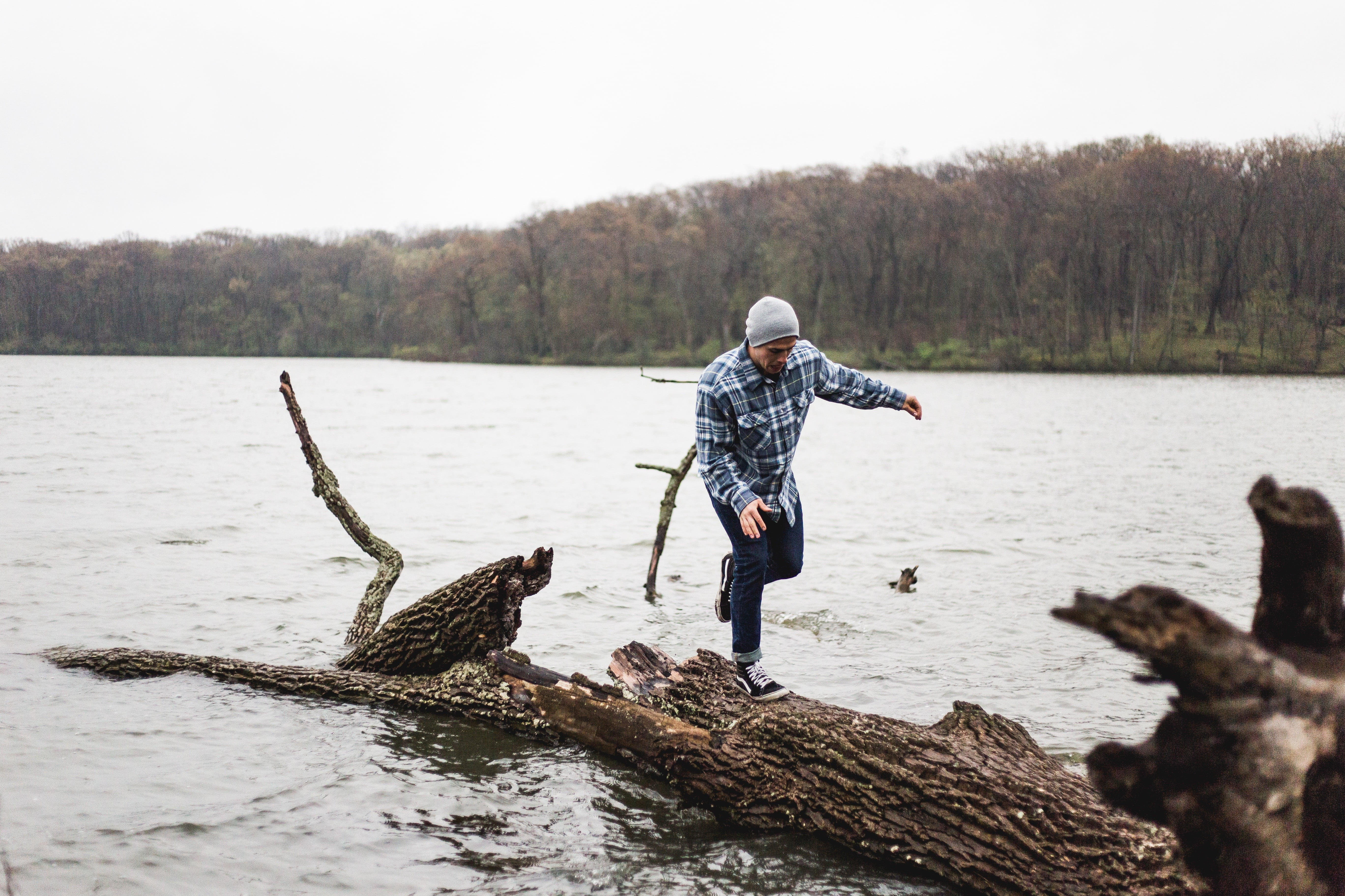 tree, men, stick - plant part, clothing, standing, one person, lifestyles, nature, trees, driftwood, full length, real people, front view, 5K, outdoors, HD Wallpaper