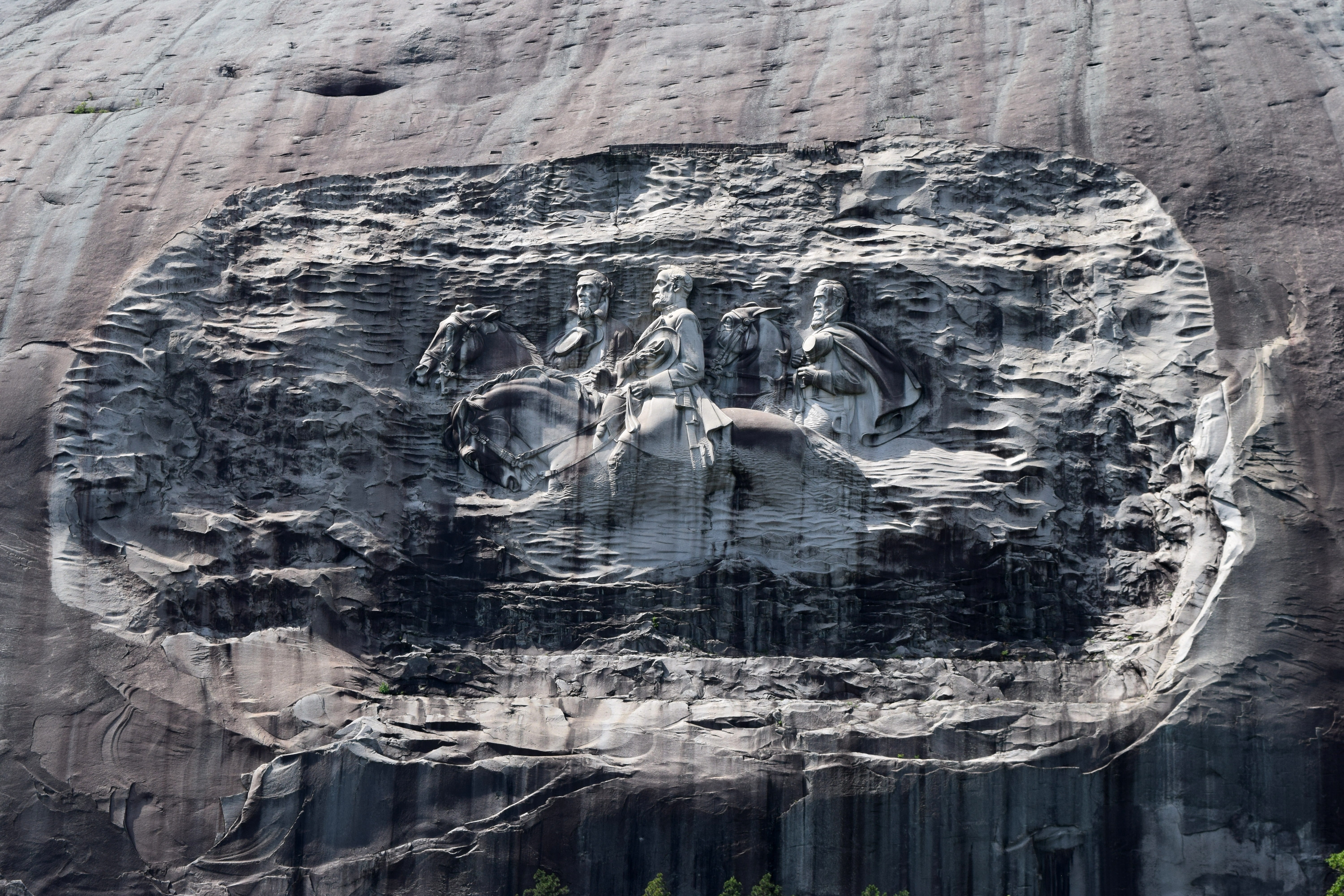 georgia, tourism, memorial, landscape, reflection, ice, 5K, close-up, rock, carving, scenic, sculpture, day, textured, sky, stone mountain georgia, solid, HD Wallpaper