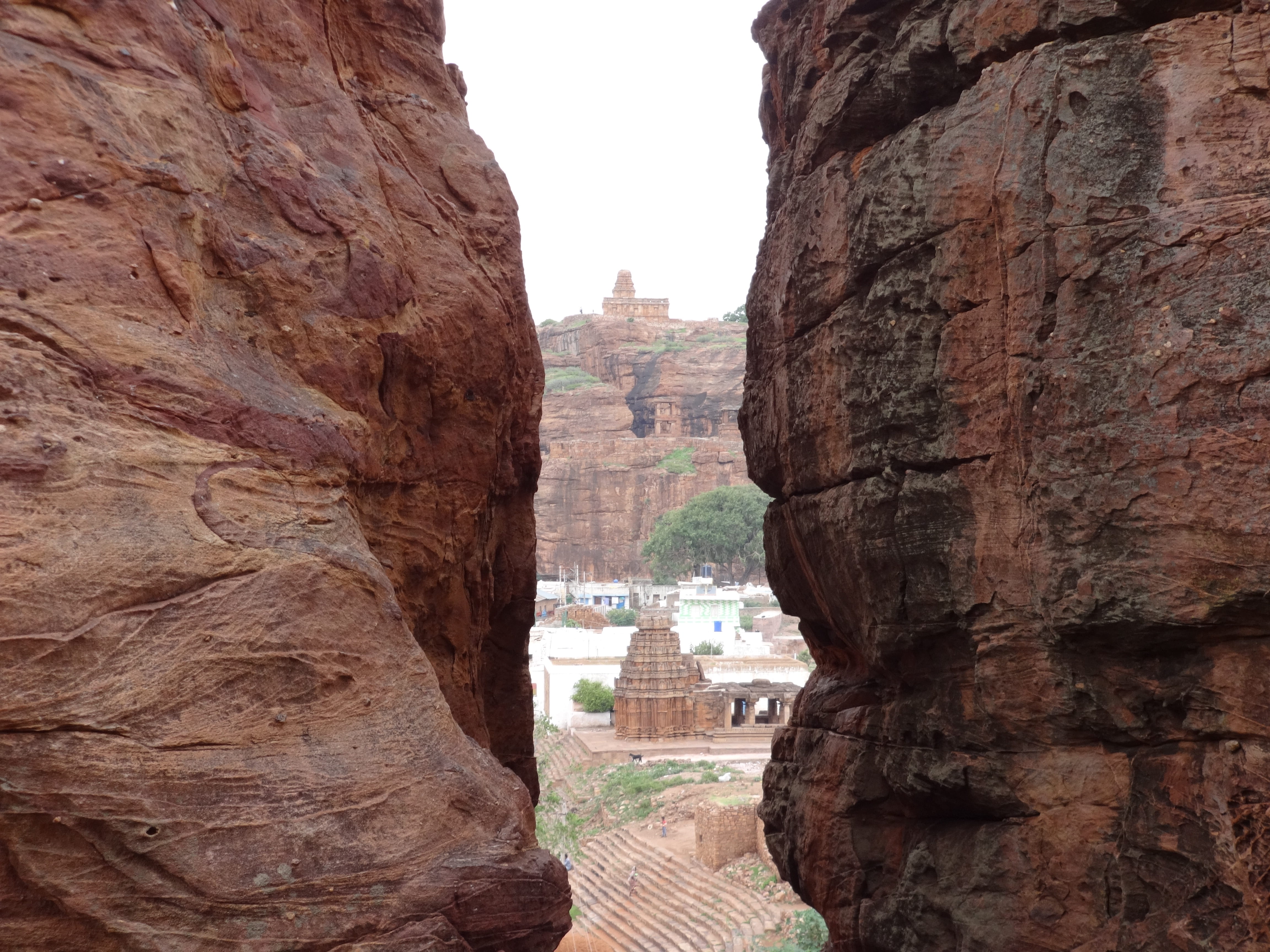 india, outdoors, rock formation, place of worship, badami, travel, hills, geology, tourism, ancient, solid, sky, sand stone, karnataka, travel destinations, HD Wallpaper
