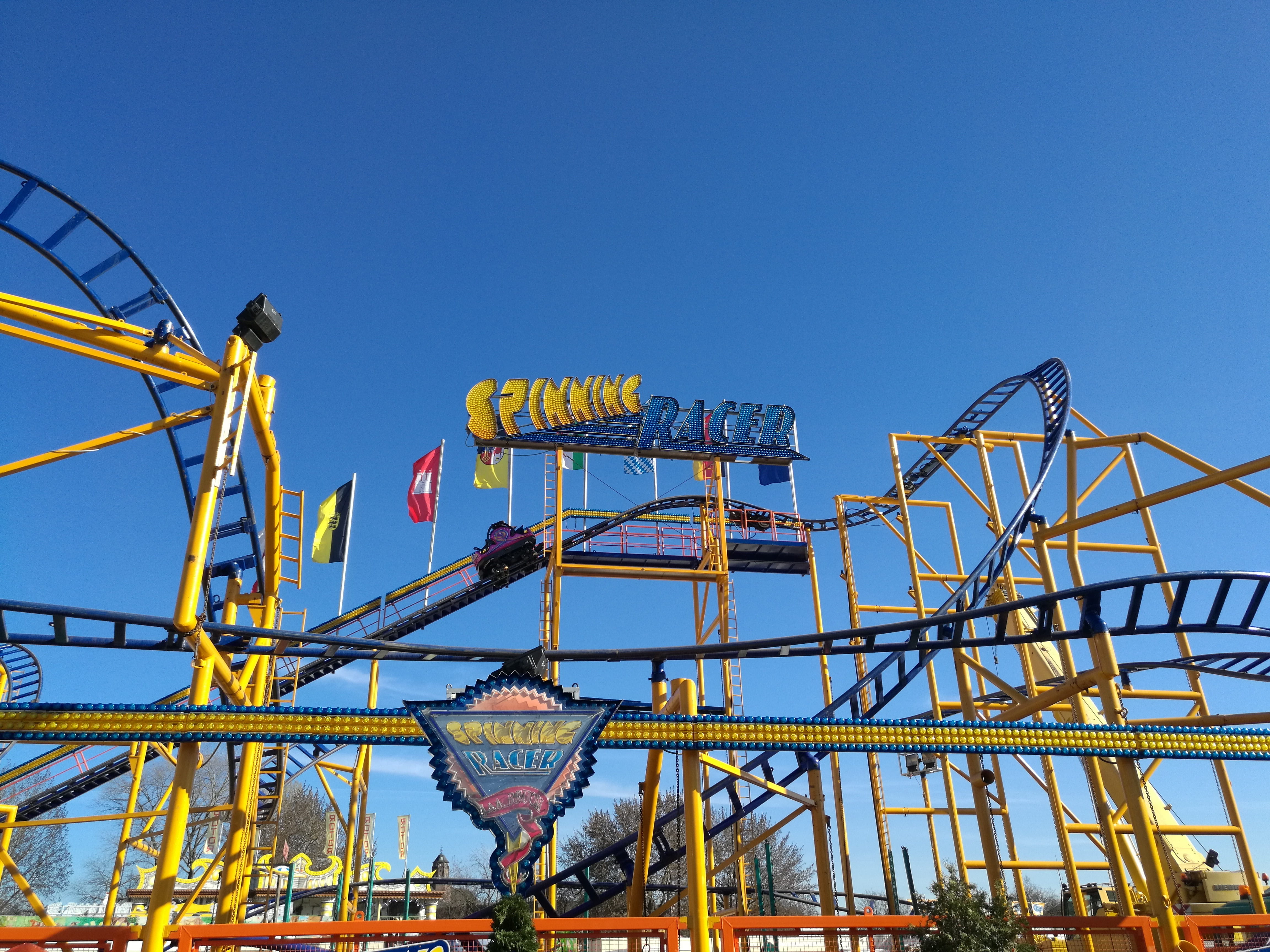 ferris wheel, 4K, festival site, blue, leisure activity, hamburger dom, day, hamburg, fun, traveling carnival, positive emotion, year market, amusement park ride, HD Wallpaper